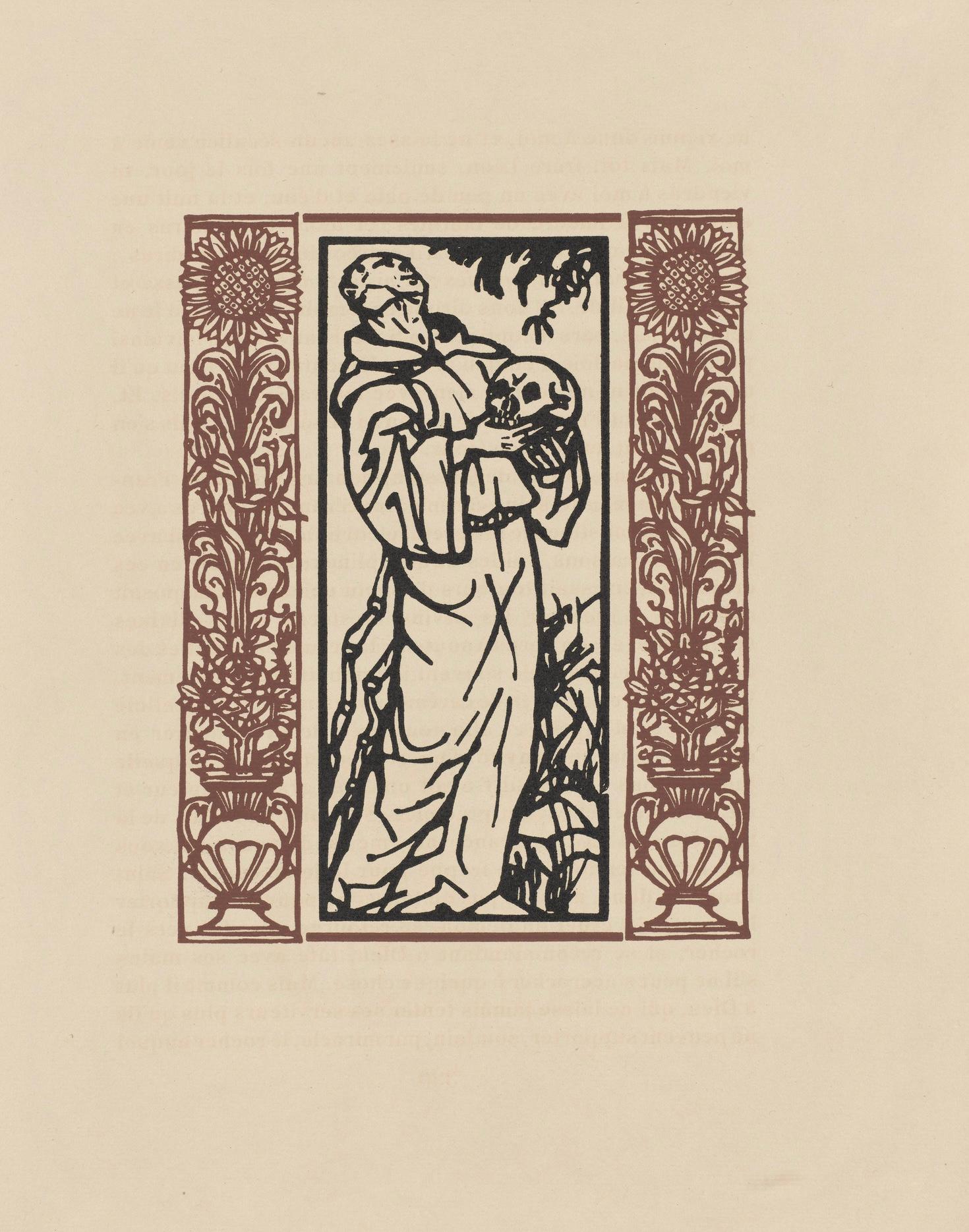 Wood engraving on vergé d'Arches paper. Inscription: unsigned and unnumbered, as issued. Good condition. Notes: From the volume, Les Petites Fleurs de St. François, 1928. Published by Ambroise Vollard, éditeur, Paris; printed by l'imprimerie Féquet