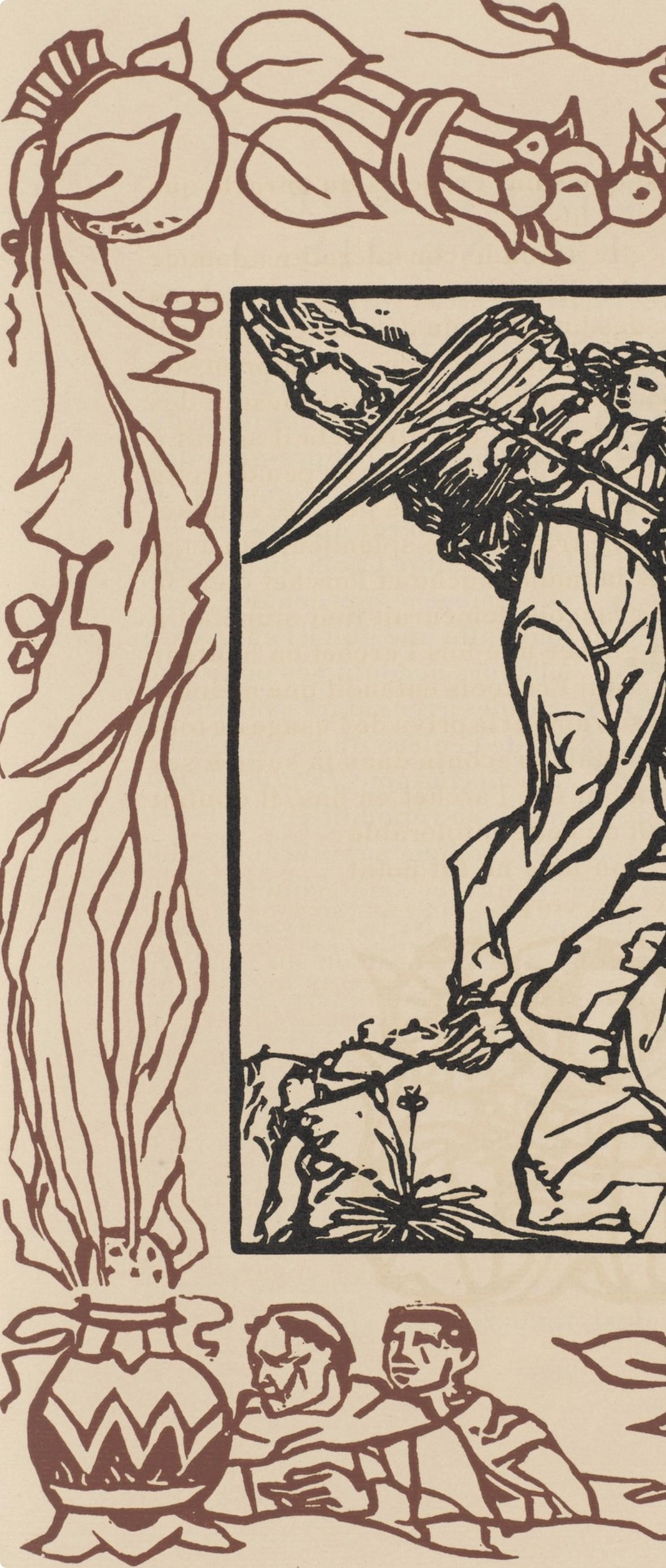 Wood engraving on vergé d'Arches paper. Inscription: unsigned and unnumbered, as issued. Good condition. Notes: From the volume, Les Petites Fleurs de St. François, 1928. Published by Ambroise Vollard, éditeur, Paris; printed by l'imprimerie Féquet