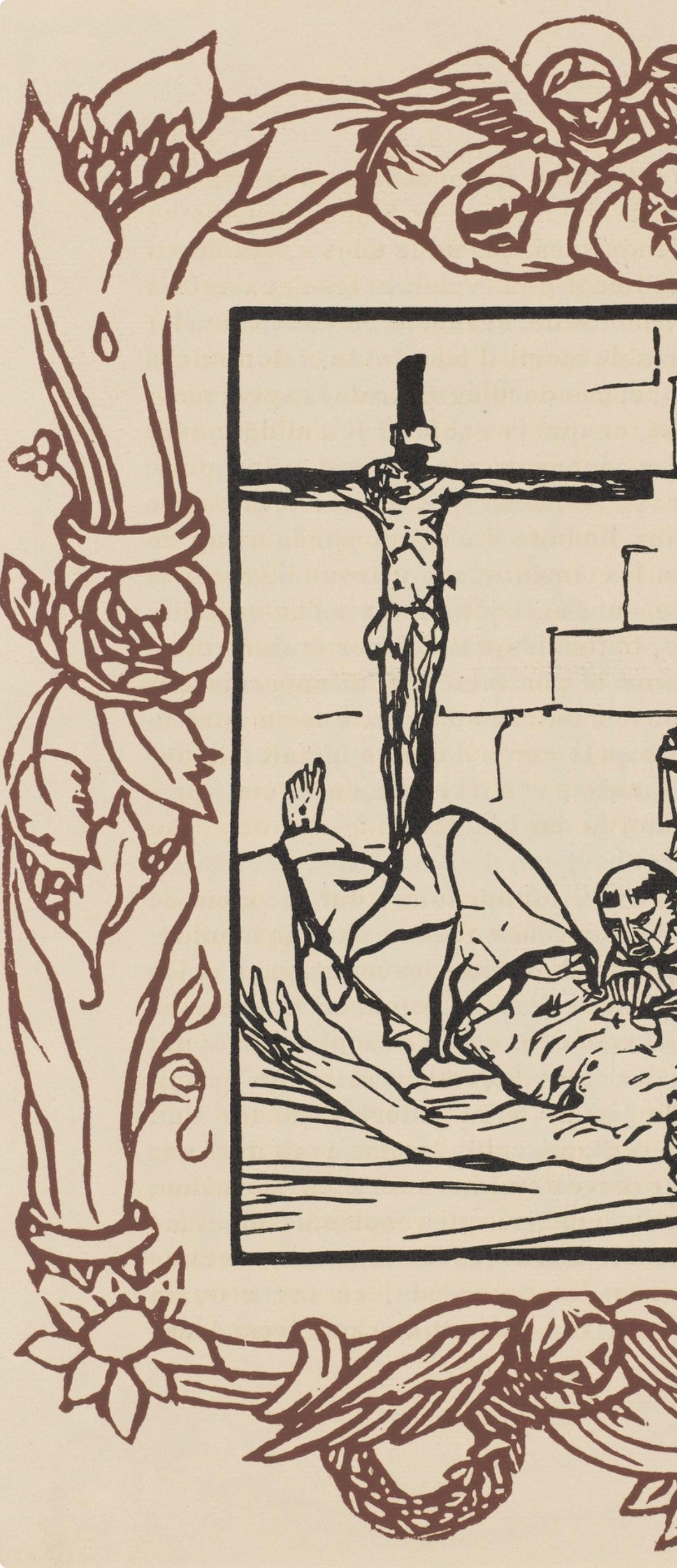 Grabado en madera sobre papel vergé d'Arches. Inscripción: sin firmar y sin numerar, tal como se emitió. Buen estado. Notas: Del volumen Les Petites Fleurs de St. François, 1928. Publicado por Ambroise Vollard, éditeur, París; impreso por