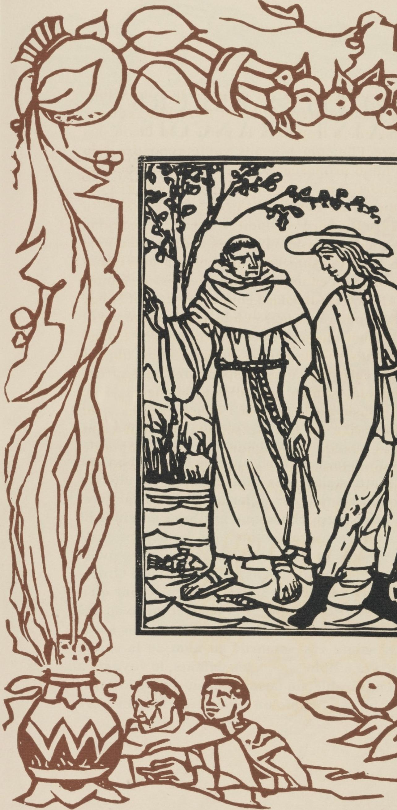 Wood engraving on vergé d'Arches paper. Inscription: unsigned and unnumbered, as issued. Good condition. Notes: From the volume, Les Petites Fleurs de St. François, 1928. Published by Ambroise Vollard, éditeur, Paris; printed by l'imprimerie Féquet