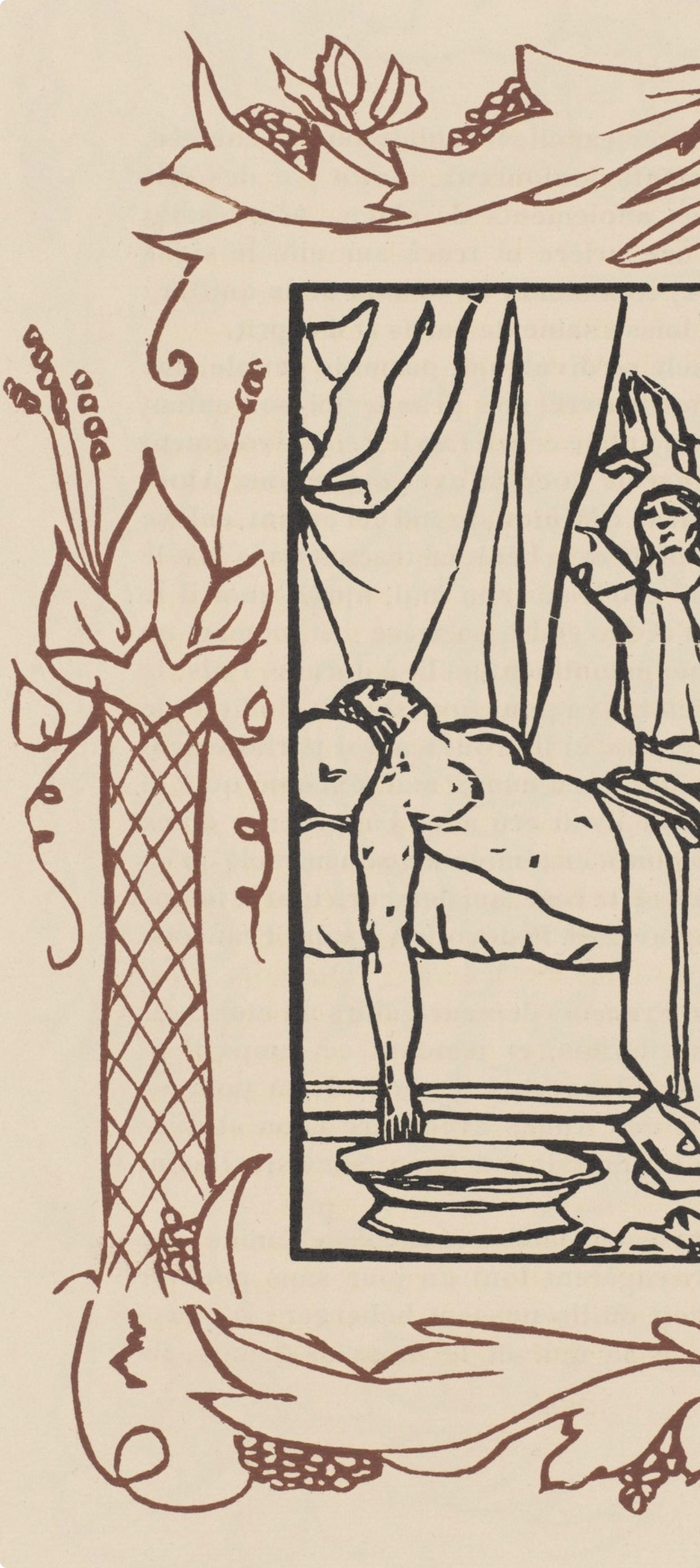 Gravure sur bois sur papier vergé d'Arches. Inscription : non signé et non numéroté, tel que publié. Bon état. Notes : Extrait du volume Les Petites Fleurs de St. François, 1928. Publié par Ambroise Vollard, éditeur, Paris ; imprimé par l'imprimerie