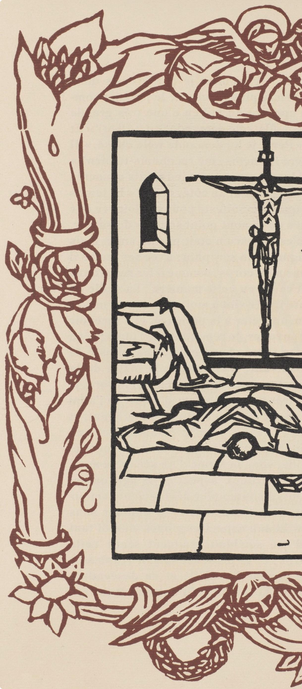Wood engraving on vergé d'Arches paper. Inscription: unsigned and unnumbered, as issued. Good condition. Notes: From the volume, Les Petites Fleurs de St. François, 1928. Published by Ambroise Vollard, éditeur, Paris; printed by l'imprimerie Féquet