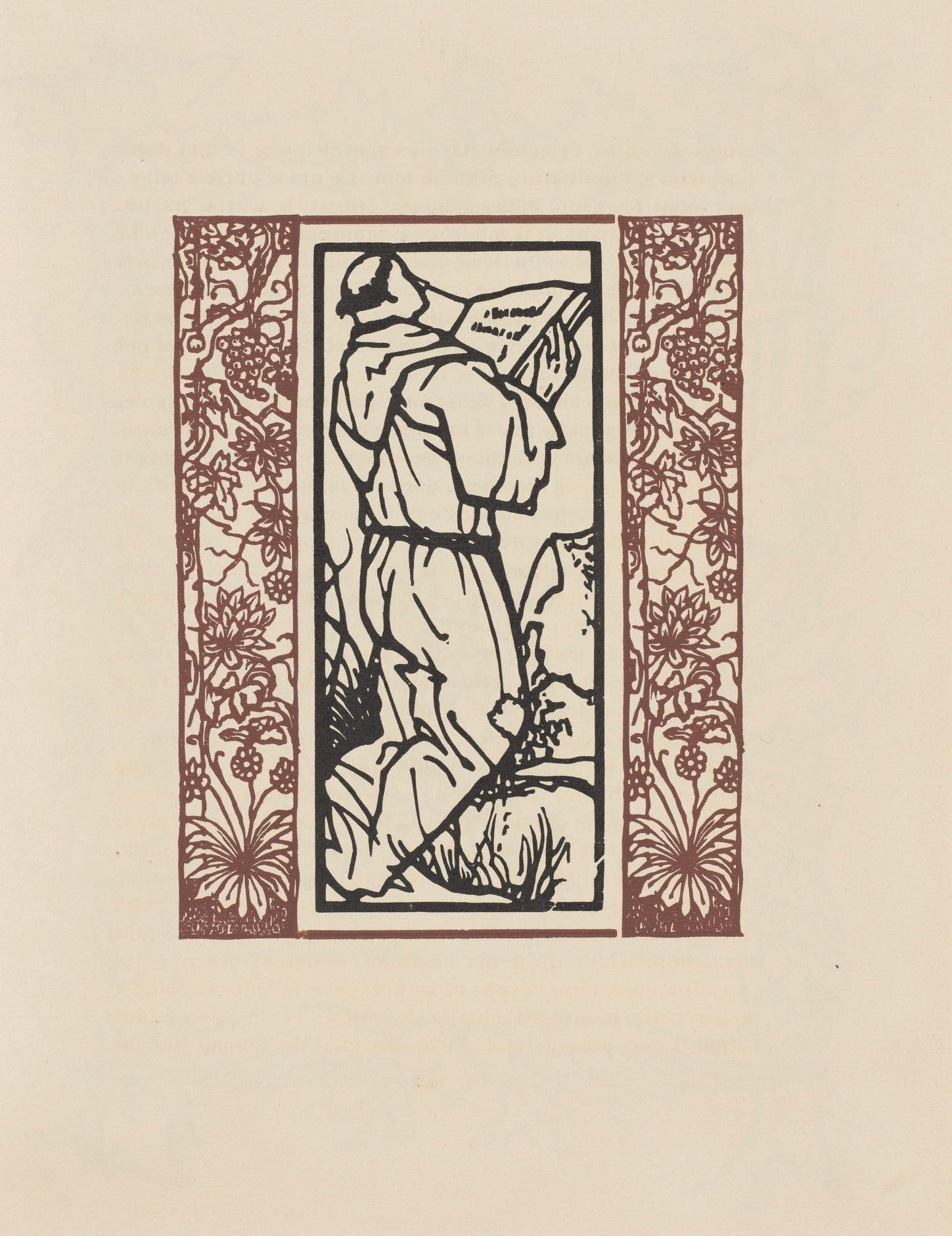 Wood engraving on vergé d'Arches paper. Inscription: unsigned and unnumbered, as issued. Good condition. Notes: From the volume, Les Petites Fleurs de St. François, 1928. Published by Ambroise Vollard, éditeur, Paris; printed by l'imprimerie Féquet