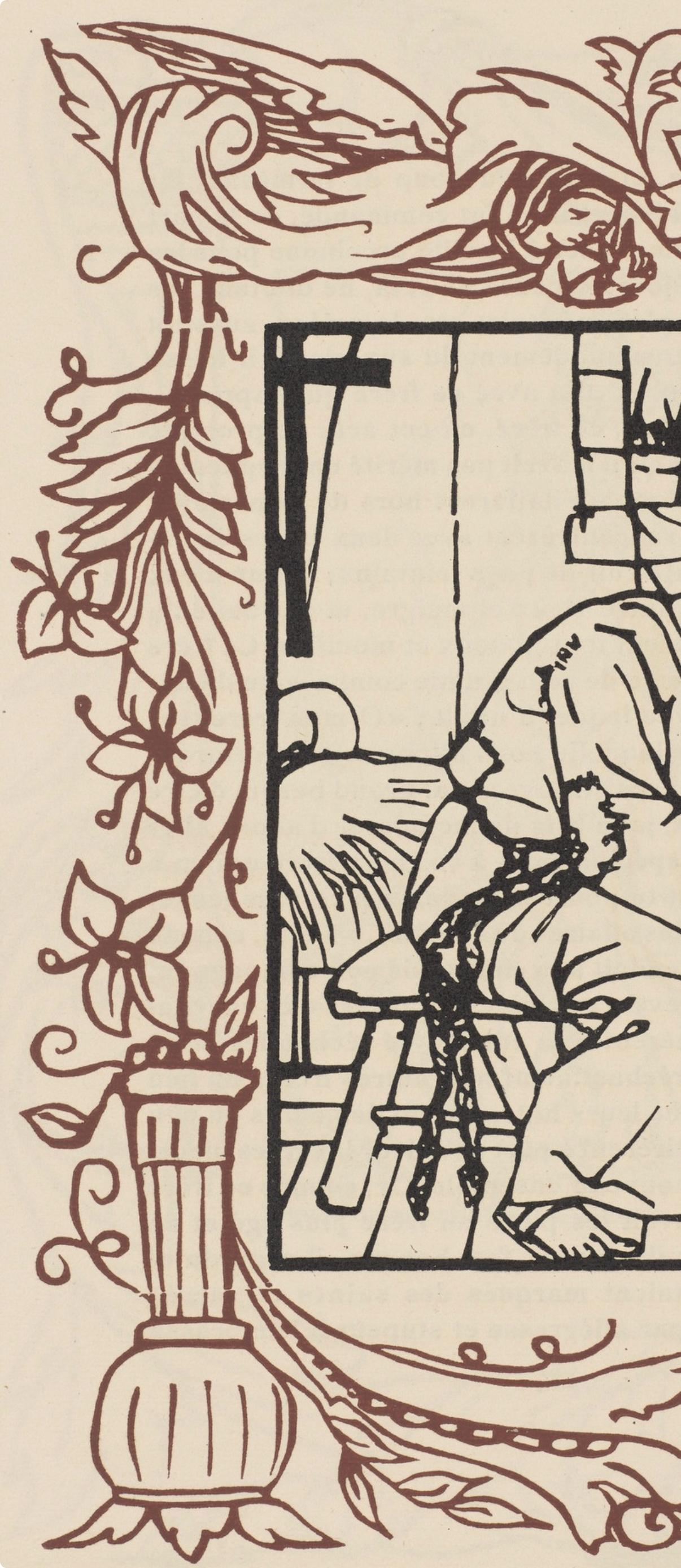 Grabado en madera sobre papel vergé d'Arches. Inscripción: sin firmar y sin numerar, tal como se emitió. Buen estado. Notas: Del volumen Les Petites Fleurs de St. François, 1928. Publicado por Ambroise Vollard, éditeur, París; impreso por