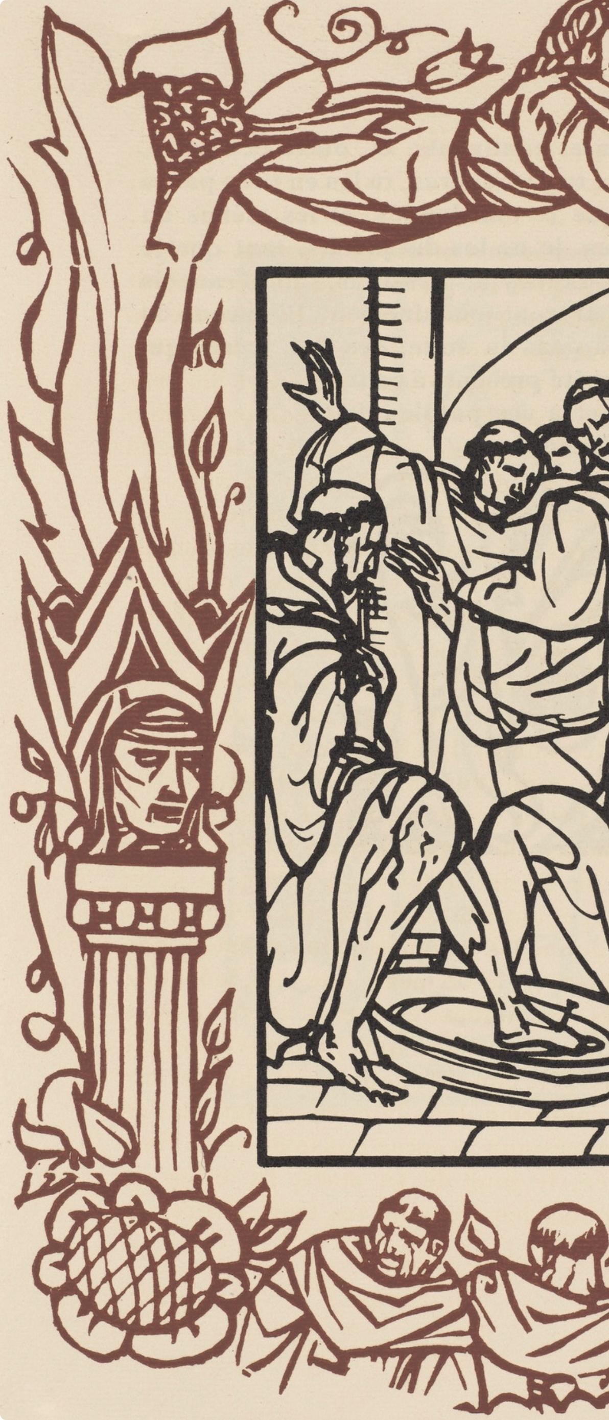 Wood engraving on vergé d'Arches paper. Inscription: unsigned and unnumbered, as issued. Good condition. Notes: From the volume, Les Petites Fleurs de St. François, 1928. Published by Ambroise Vollard, éditeur, Paris; printed by l'imprimerie Féquet