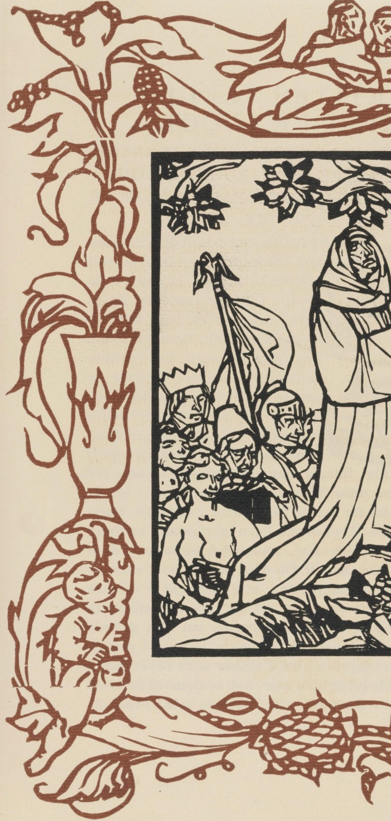 Wood engraving on vergé d'Arches paper. Inscription: unsigned and unnumbered, as issued. Good condition. Notes: From the volume, Les Petites Fleurs de St. François, 1928. Published by Ambroise Vollard, éditeur, Paris; printed by l'imprimerie Féquet