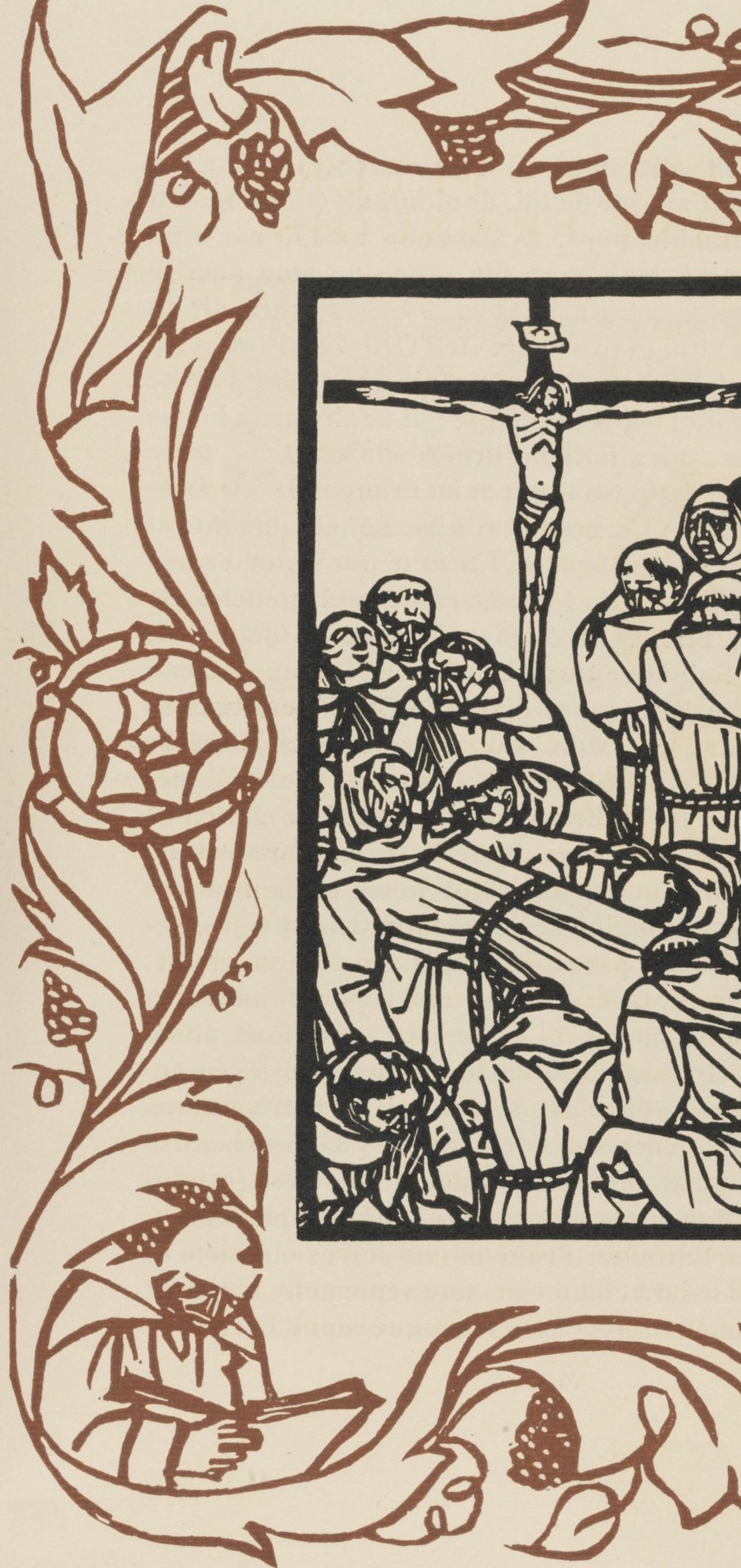 Wood engraving on vergé d'Arches paper. Inscription: unsigned and unnumbered, as issued. Good condition. Notes: From the volume, Les Petites Fleurs de St. François, 1928. Published by Ambroise Vollard, éditeur, Paris; printed by l'imprimerie Féquet