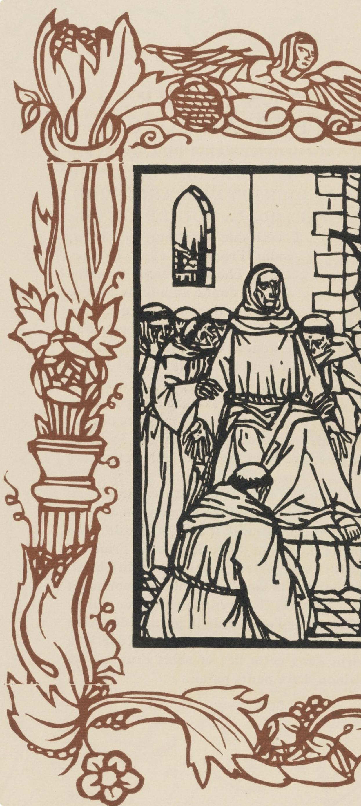 Incisione su carta vergé d'Arches. Iscrizione: non firmata e non numerata, come emessa. Buone condizioni. Note: Dal volume Les Petites Fleurs de St. François, 1928. Pubblicato da Ambroise Vollard, éditeur, Paris; stampato da l'imprimerie Féquet et