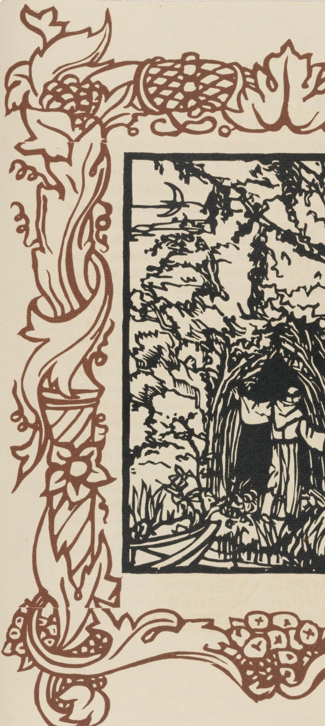 Wood engraving on vergé d'Arches paper. Inscription: unsigned and unnumbered, as issued. Good condition. Notes: From the volume, Les Petites Fleurs de St. François, 1928. Published by Ambroise Vollard, éditeur, Paris; printed by l'imprimerie Féquet