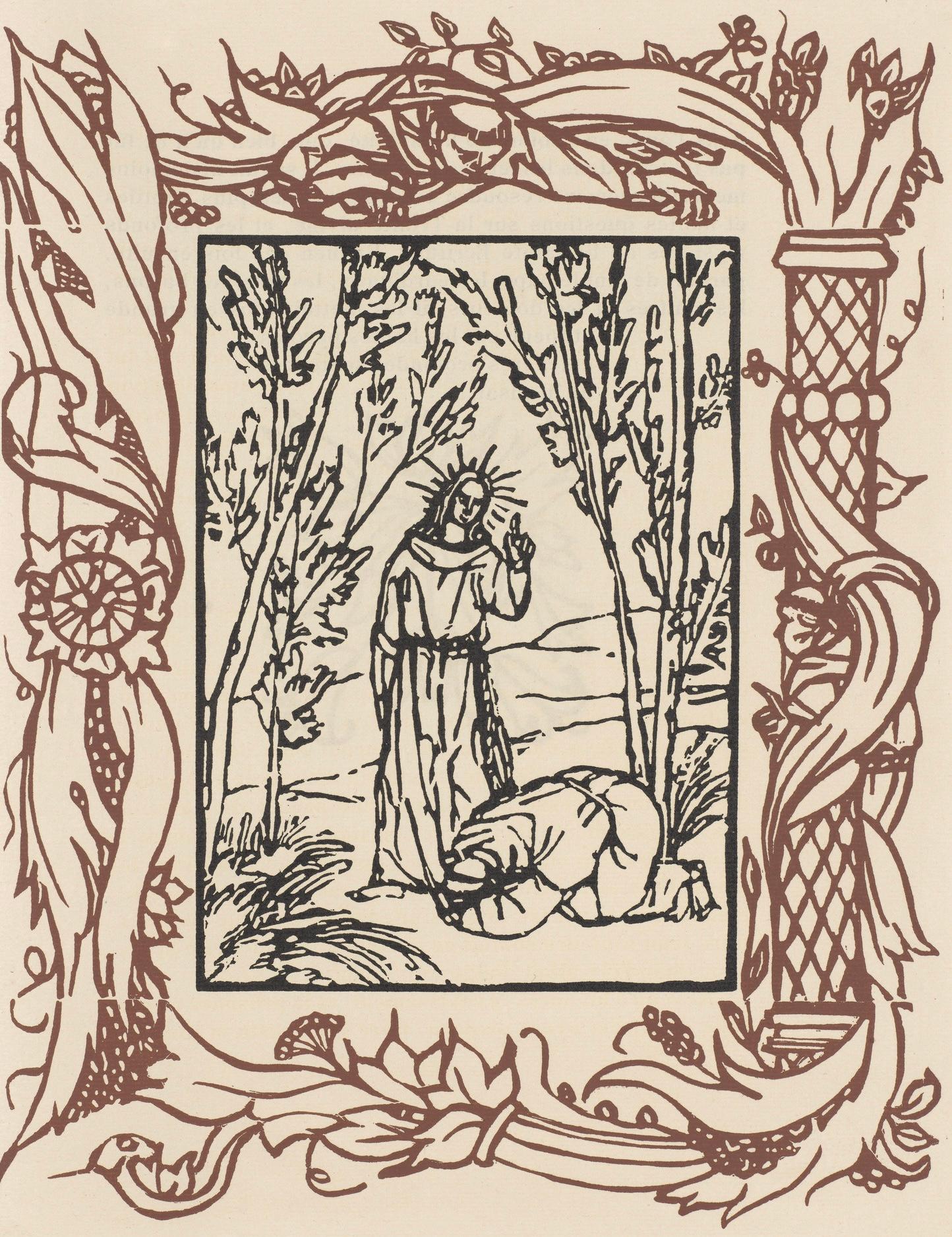 Emile Bernard Figurative Print - Composition (Morane, N° 100), Les Petites Fleurs de St. Françoise, Émile Bernard