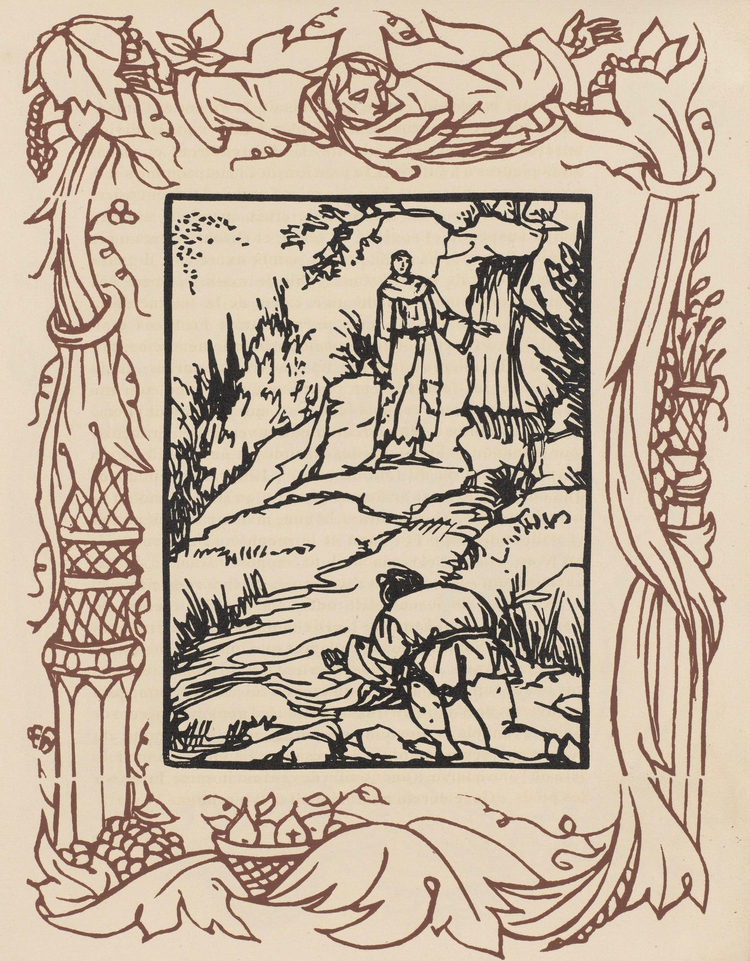 Emile Bernard Figurative Print - Composition (Morane, N° 100), Les Petites Fleurs de St. Françoise, Émile Bernard