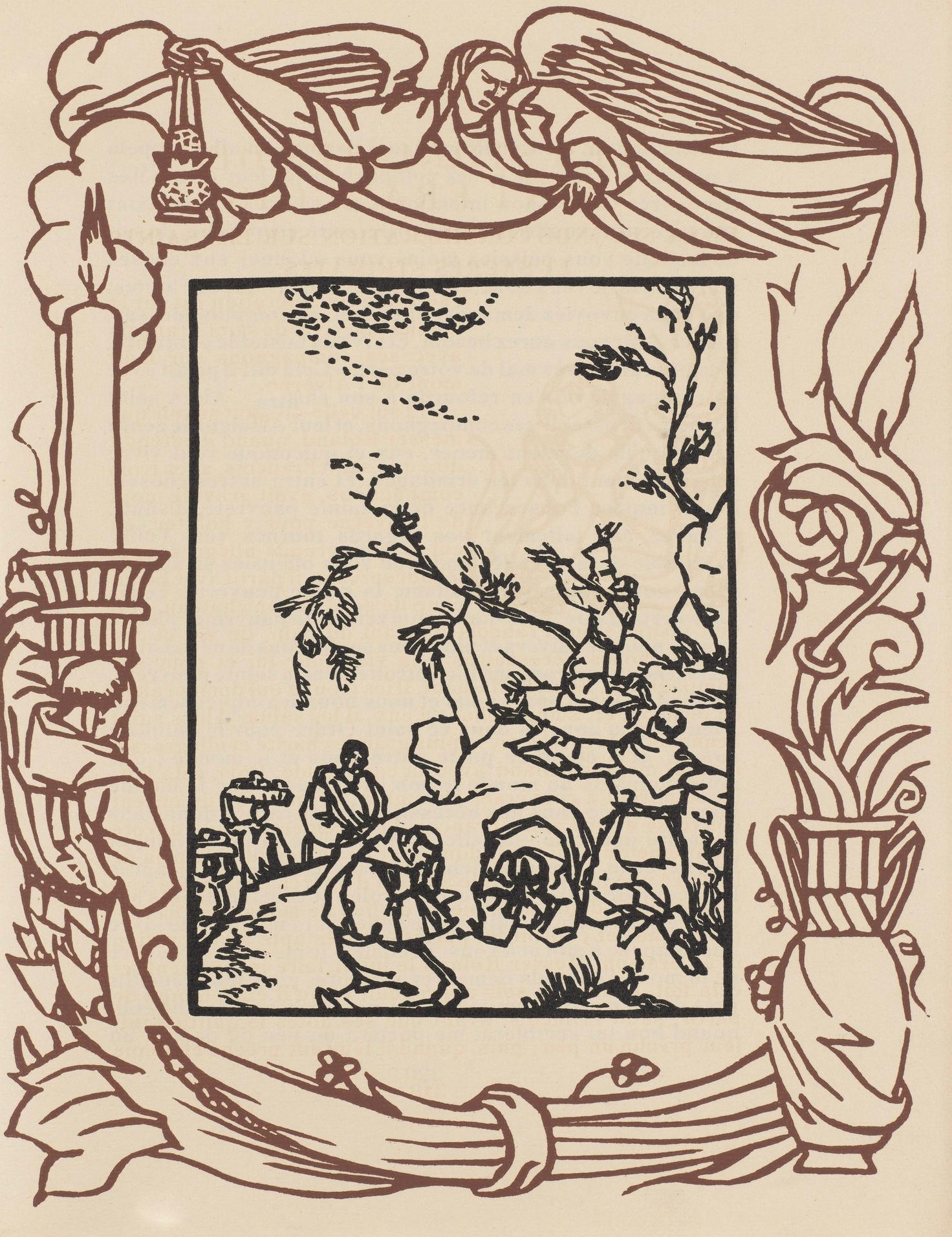 Emile Bernard Figurative Print - Composition (Morane, N° 100), Les Petites Fleurs de St. Françoise, Émile Bernard