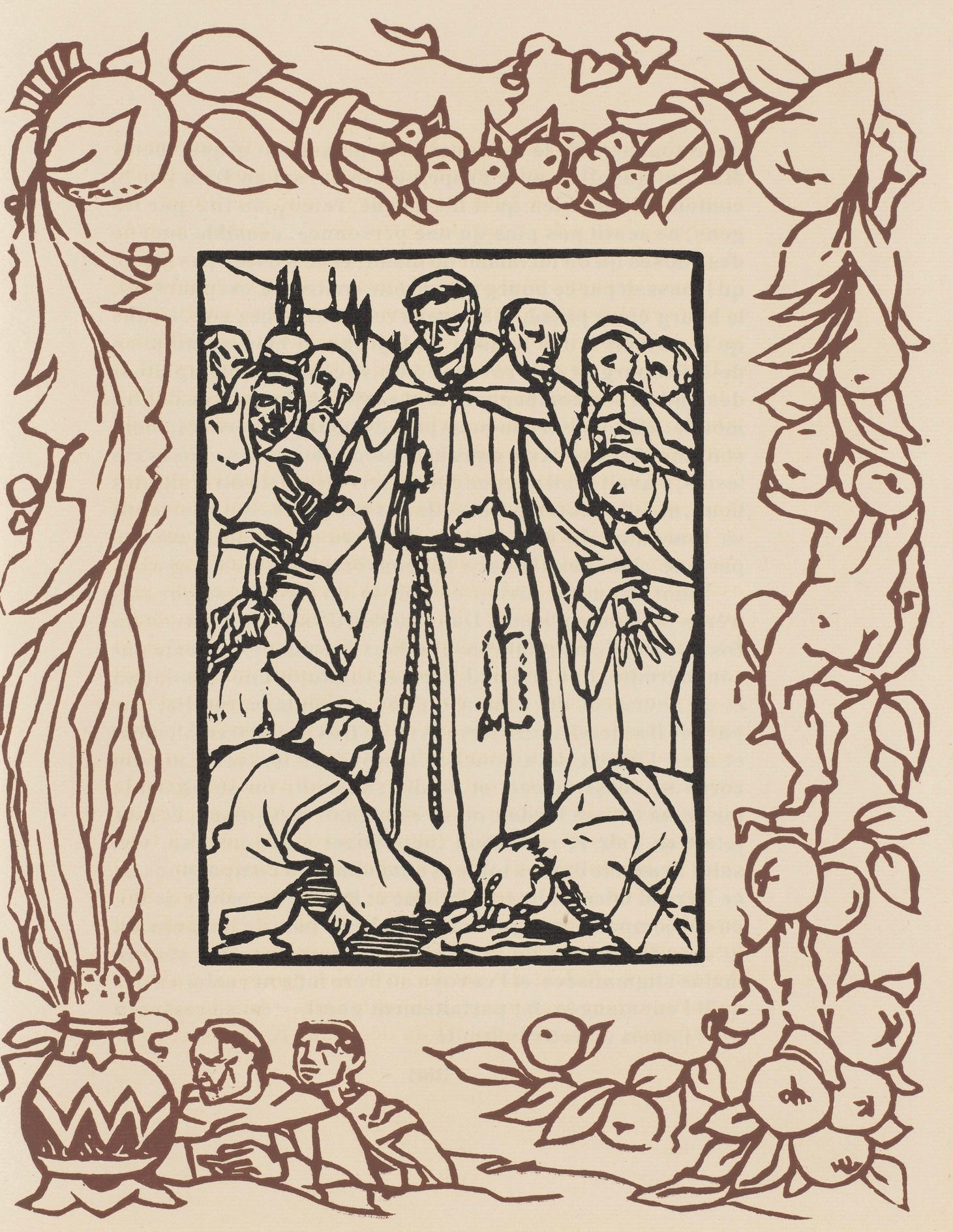 Emile Bernard Figurative Print - Composition (Morane, N° 100), Les Petites Fleurs de St. Françoise, Émile Bernard