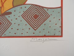 Art Deco : The Mirror - Original wooodcut, Handsigned and Numbered