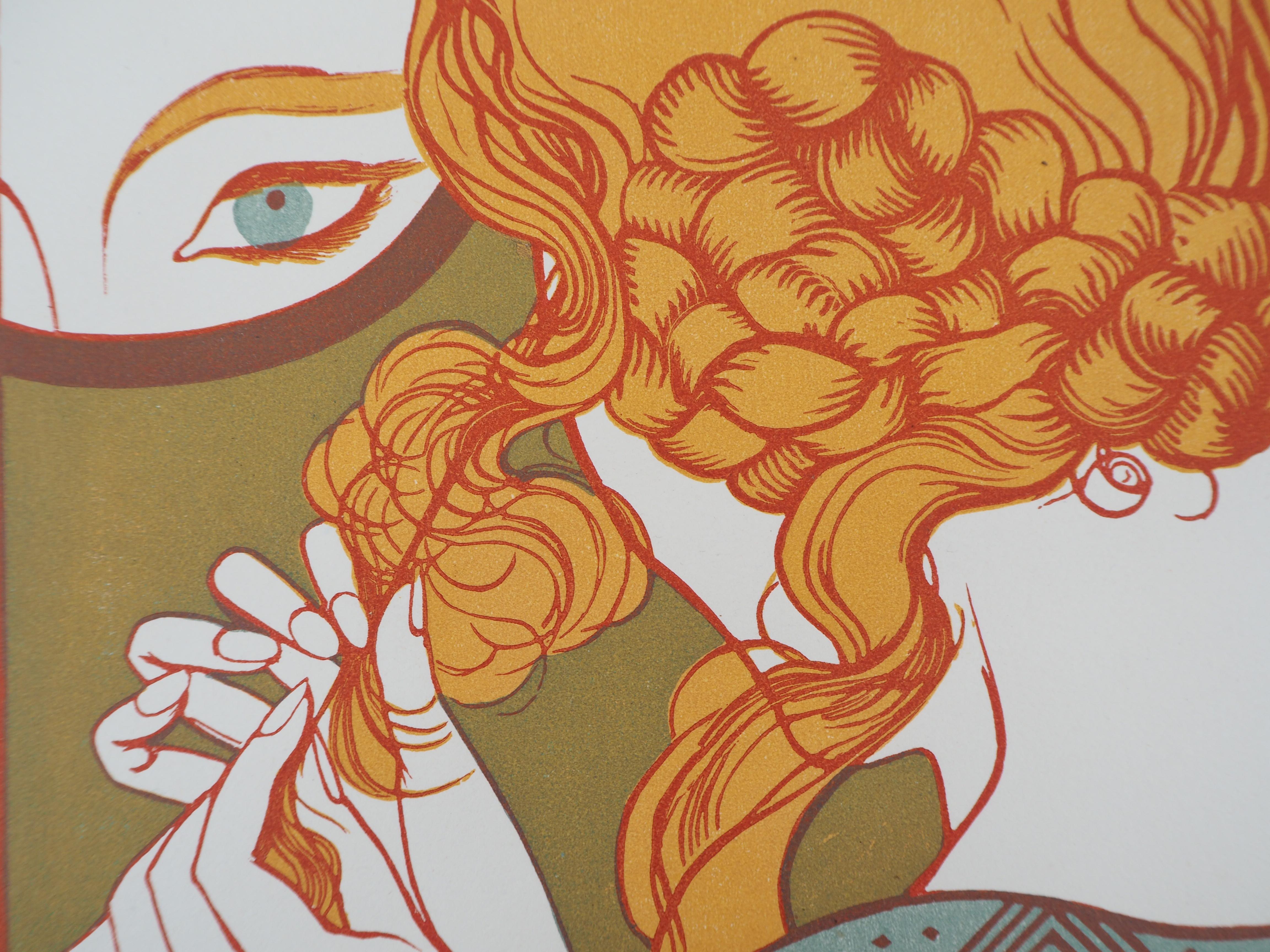 Art Deco : The Mirror - Original wooodcut, Handsigned and Numbered For Sale 1