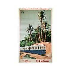 1948 Original poster of Emil Bon for the Algerian railroads - El Kantara
