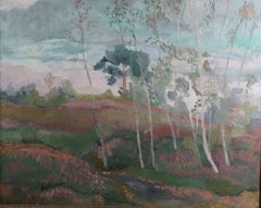 Scuola di Barbizon Dipinto Olio su Tela di Emile Bouneau Paesaggio