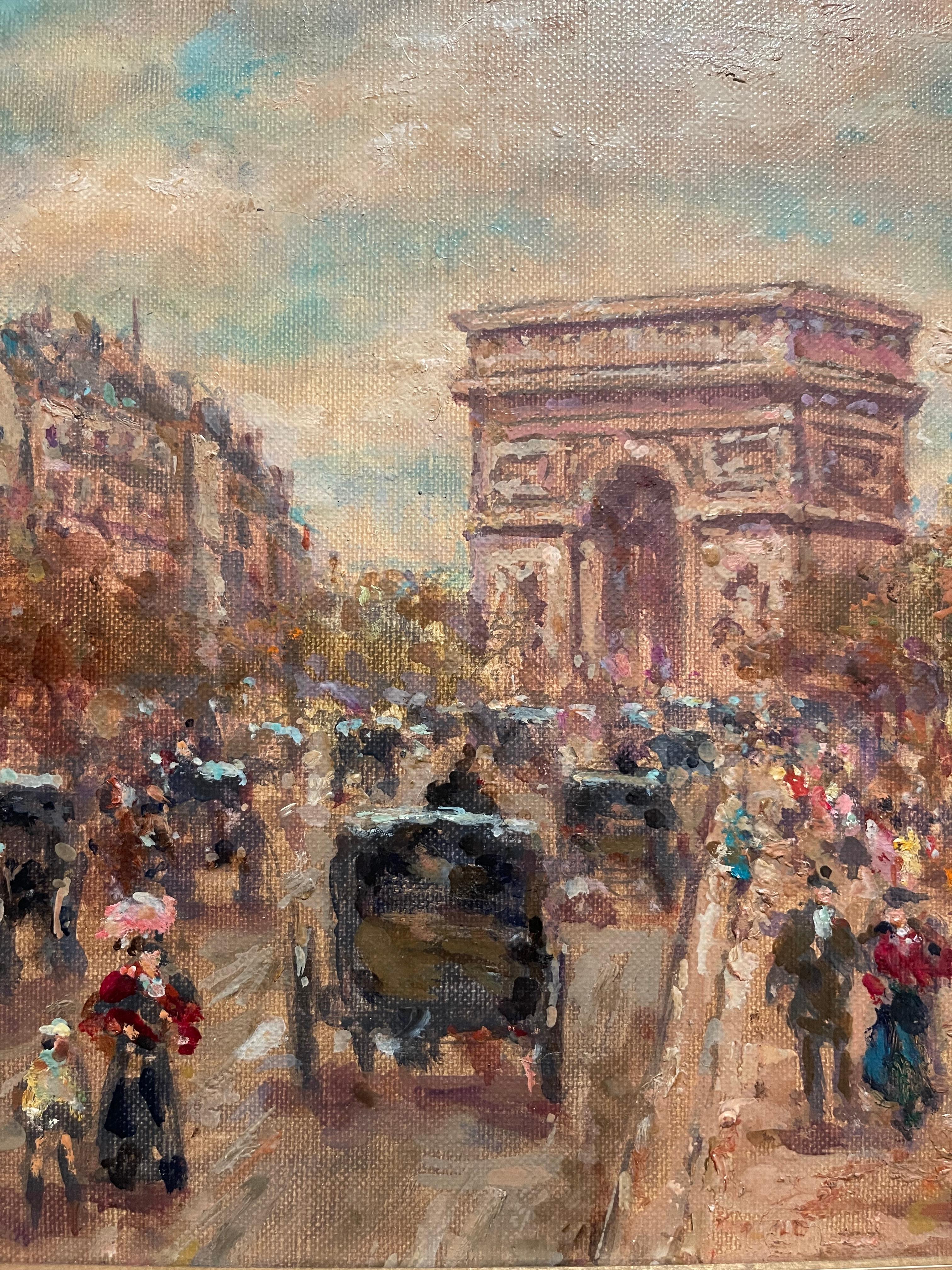 French Émile BOYER (1877-1948) – Oil on Canvas,  Arc De Triomphe In Paris For Sale