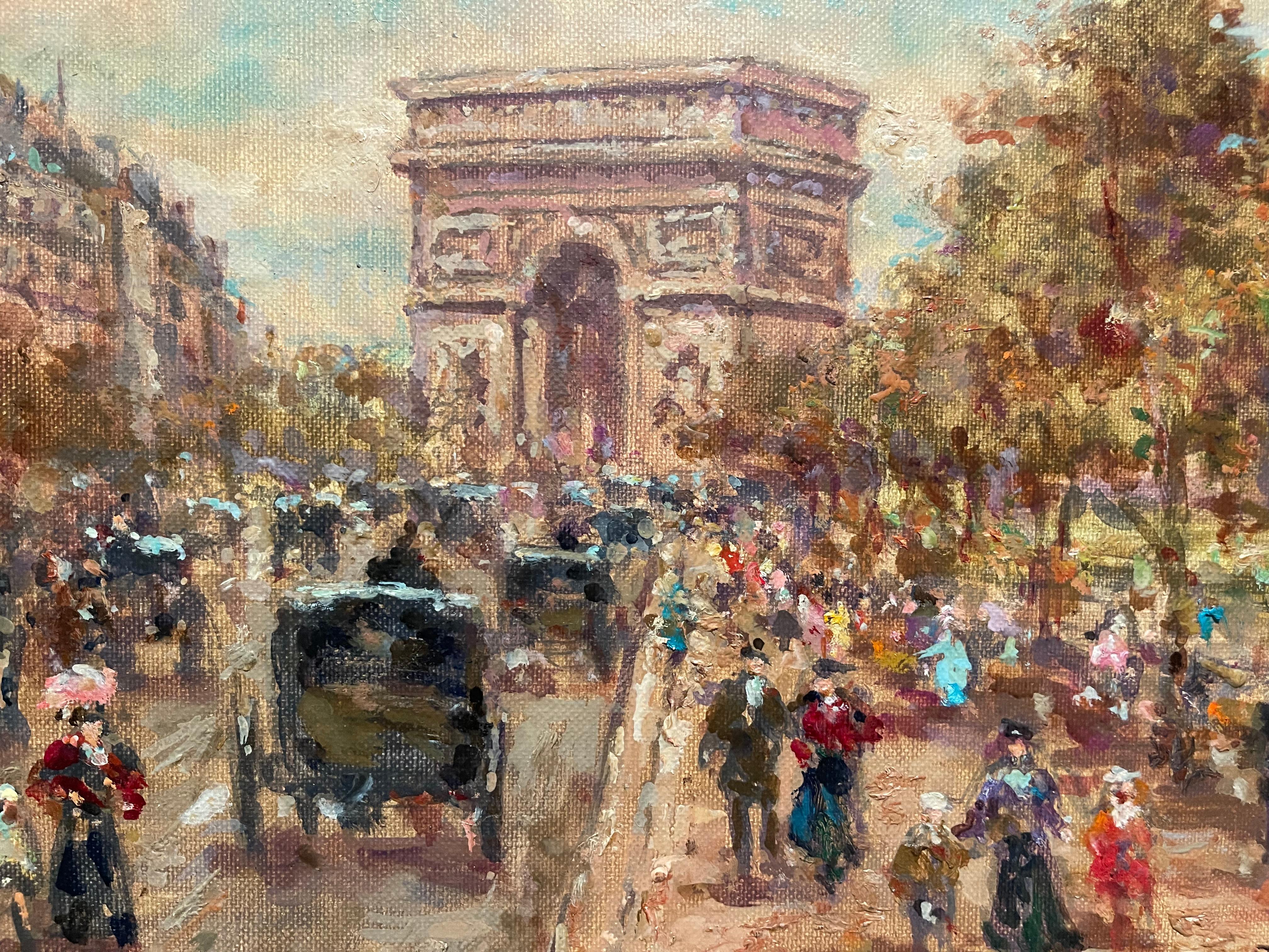 Émile BOYER (1877-1948) – Oil on Canvas,  Arc De Triomphe In Paris In Good Condition For Sale In Beaune, FR