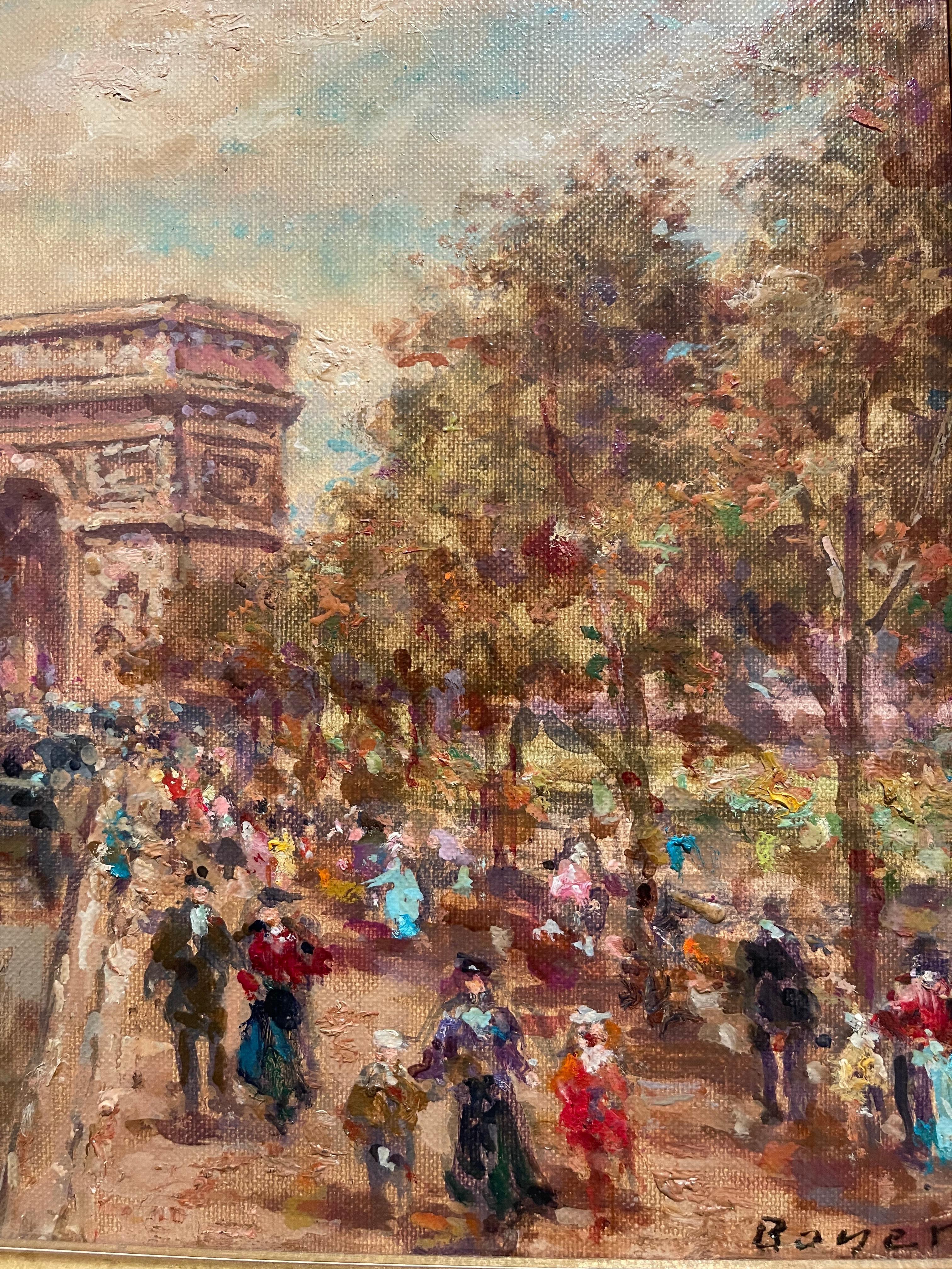 19th Century Émile BOYER (1877-1948) – Oil on Canvas,  Arc De Triomphe In Paris For Sale