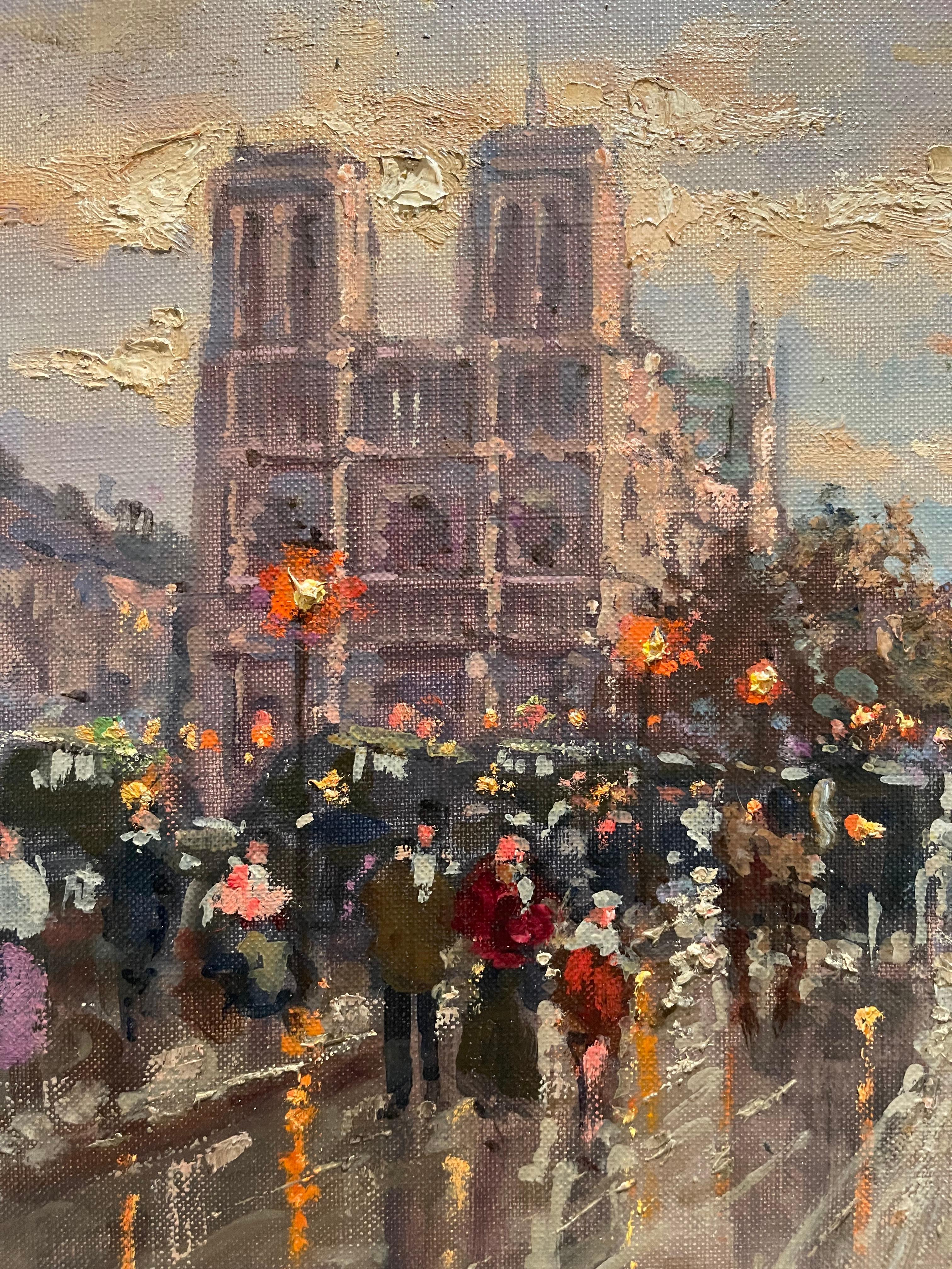 Painted Émile BOYER (1877-1948) - Oïl on Canvas, Notre Dame de Paris  For Sale