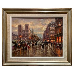 Antique Émile BOYER (1877-1948) - Oïl on Canvas, Notre Dame de Paris 