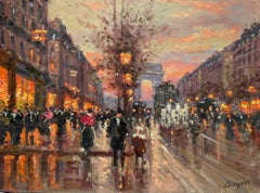 Émile BOYER (1877-1948) - Oïl on Canvas, The Champs élysées