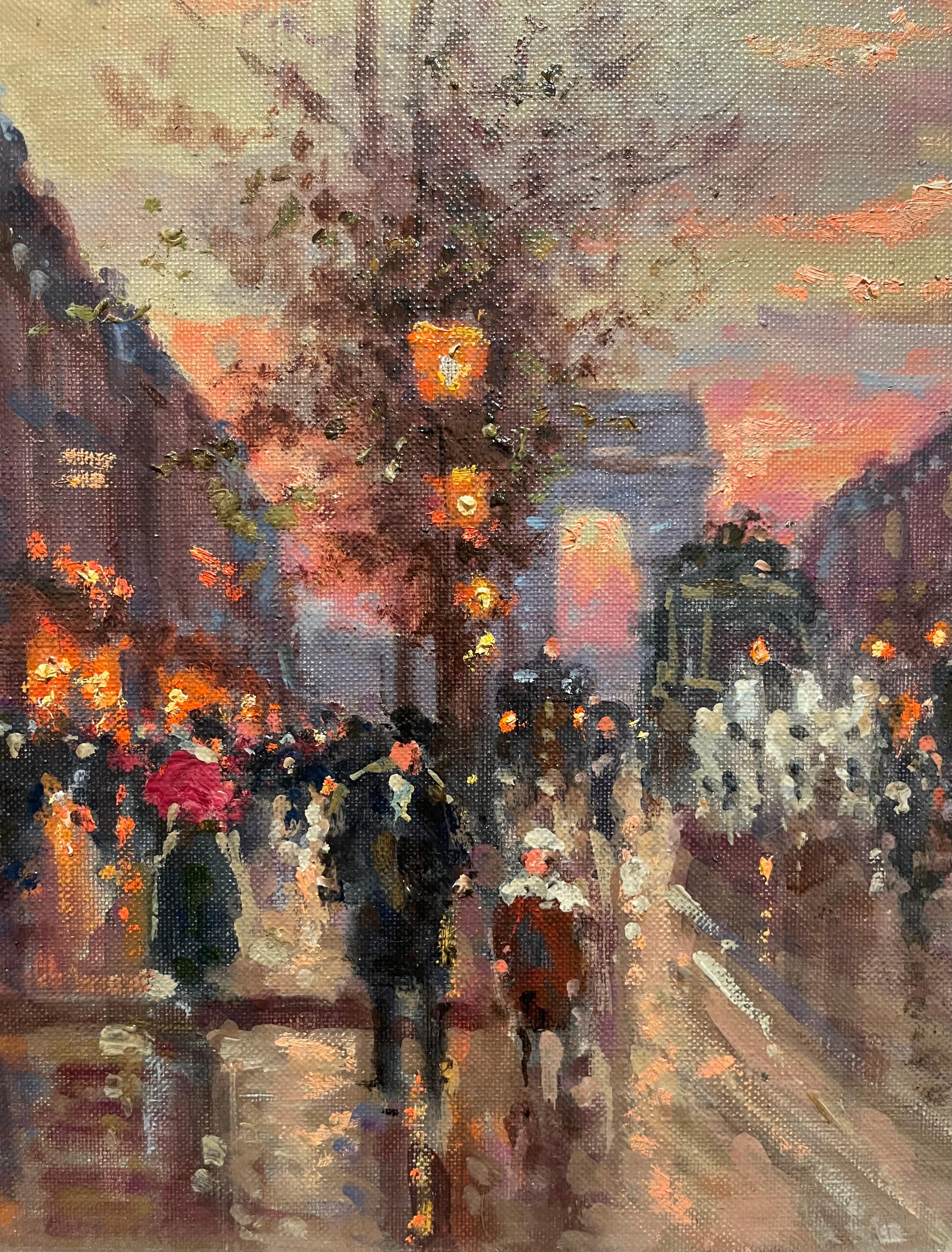 Émile BOYER (1877-1948) - Oïl on Canvas, The Champs élysées In Good Condition For Sale In Beaune, FR