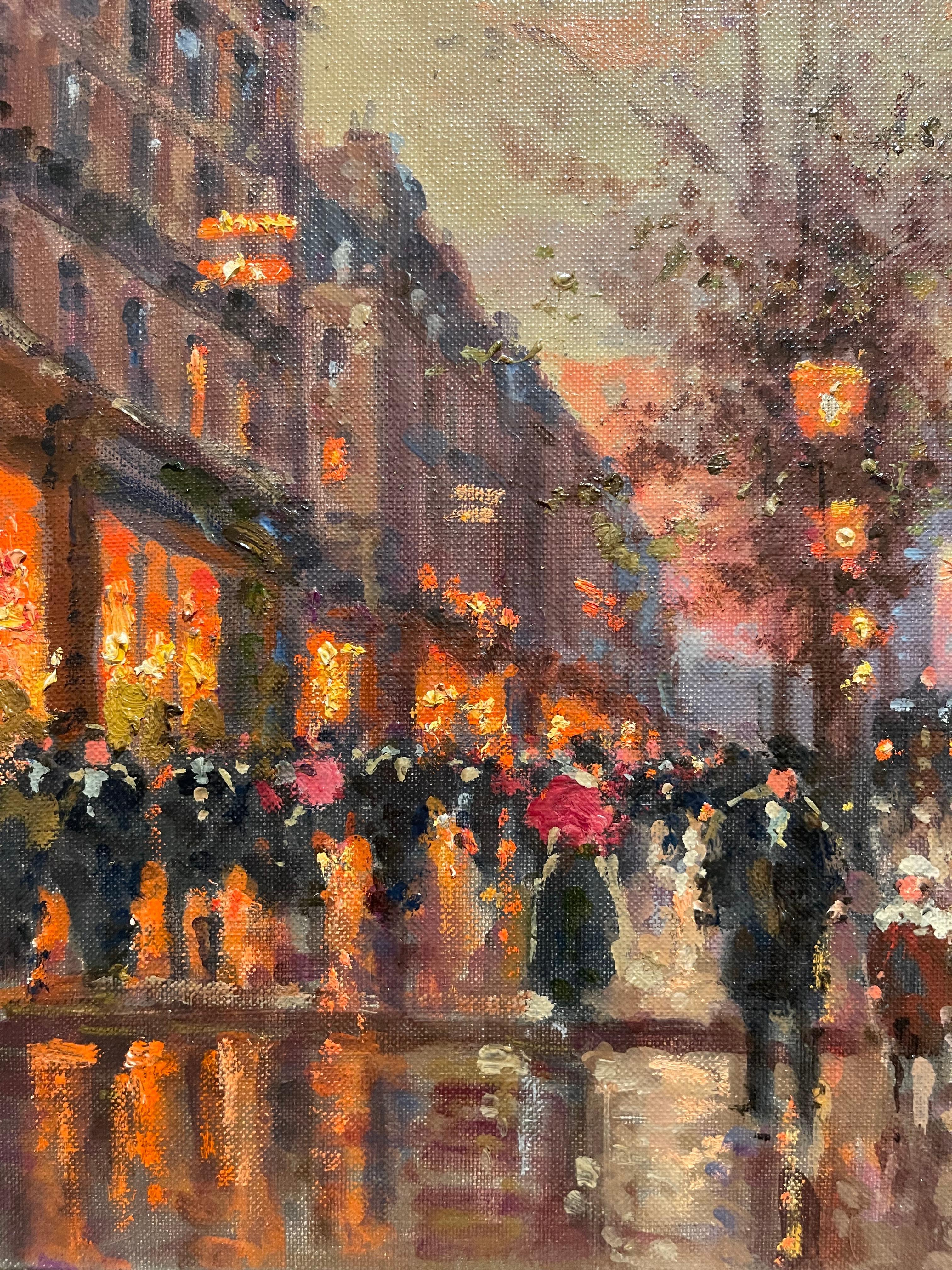 19th Century Émile BOYER (1877-1948) - Oïl on Canvas, The Champs élysées For Sale