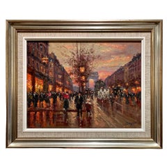 Émile BOYER (1877-1948) - Oïl on Canvas, The Champs élysées 