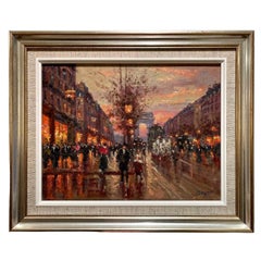 Émile BOYER (1877-1948) - Oïl on Canvas, The Champs élysées