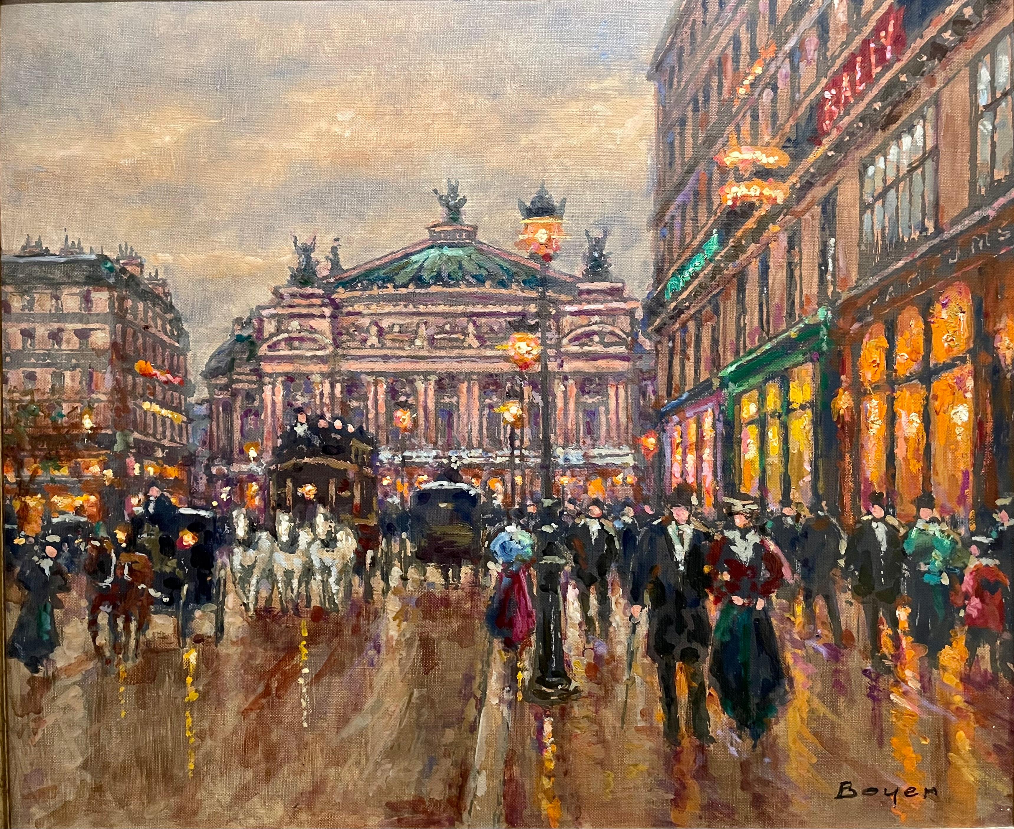 Oil on canvas representing the Paris Opera signed and countersigned 
