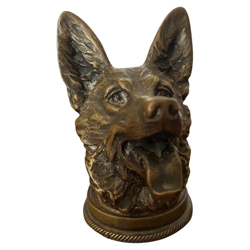 Emile Bregeon German Shephard French 1920's Hood Ornament Mascot For Sale