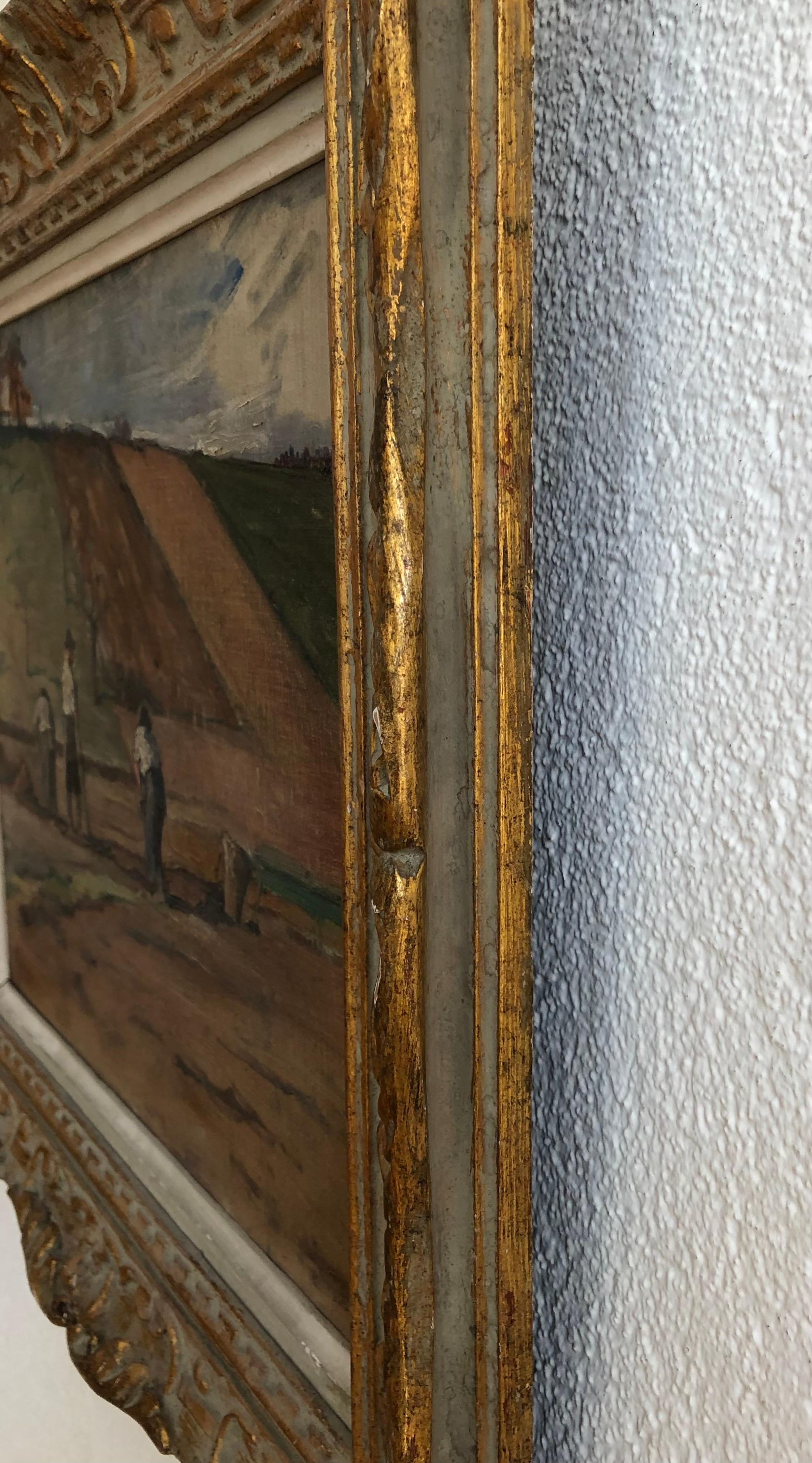 Work on canvas
Molded frame in plaster and gilded wood
55.5 x 63.5 x 4 cm