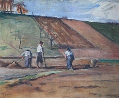 Peasants plowing the land