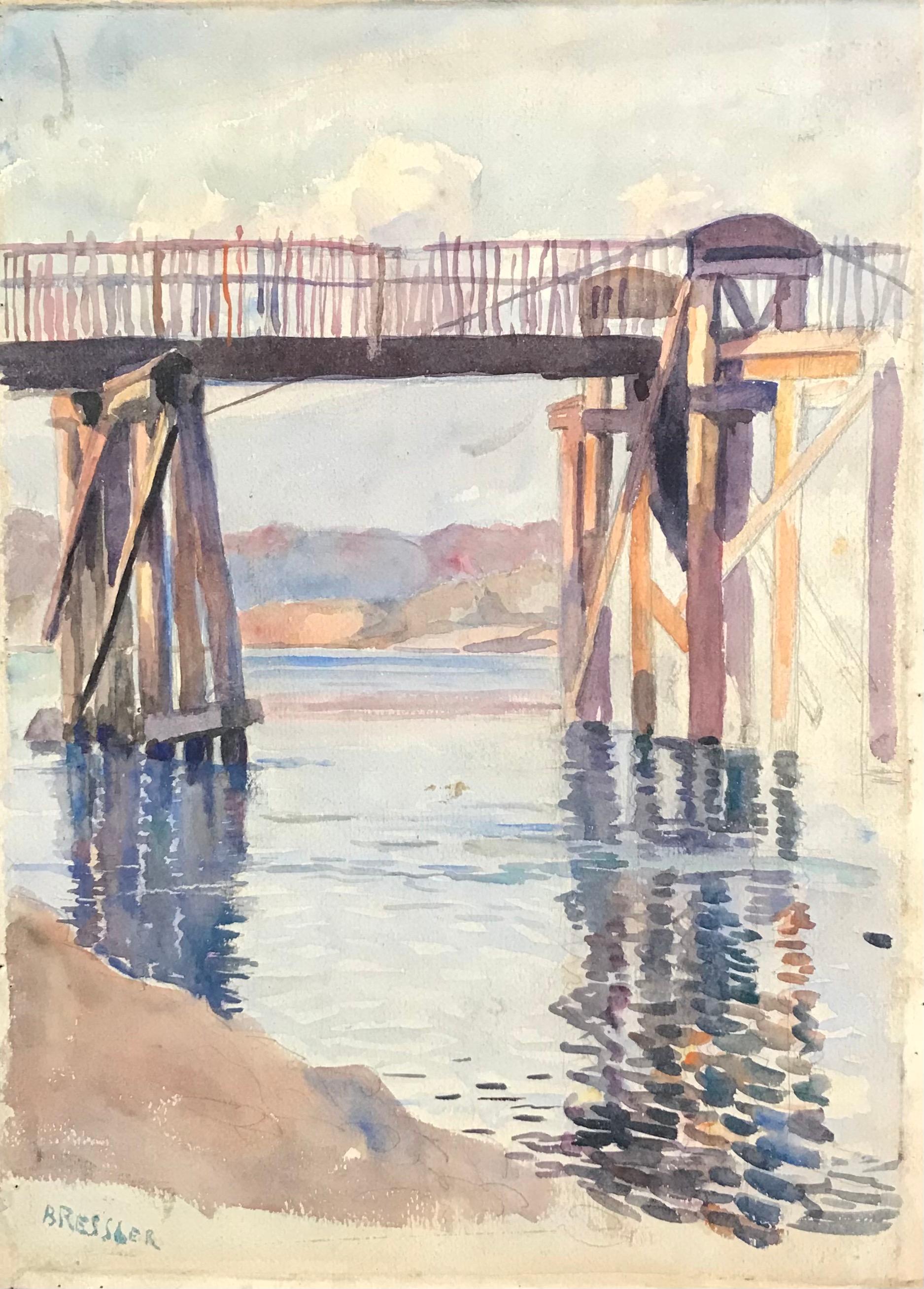 Emile Bressler Landscape Painting - Study of a Bridge