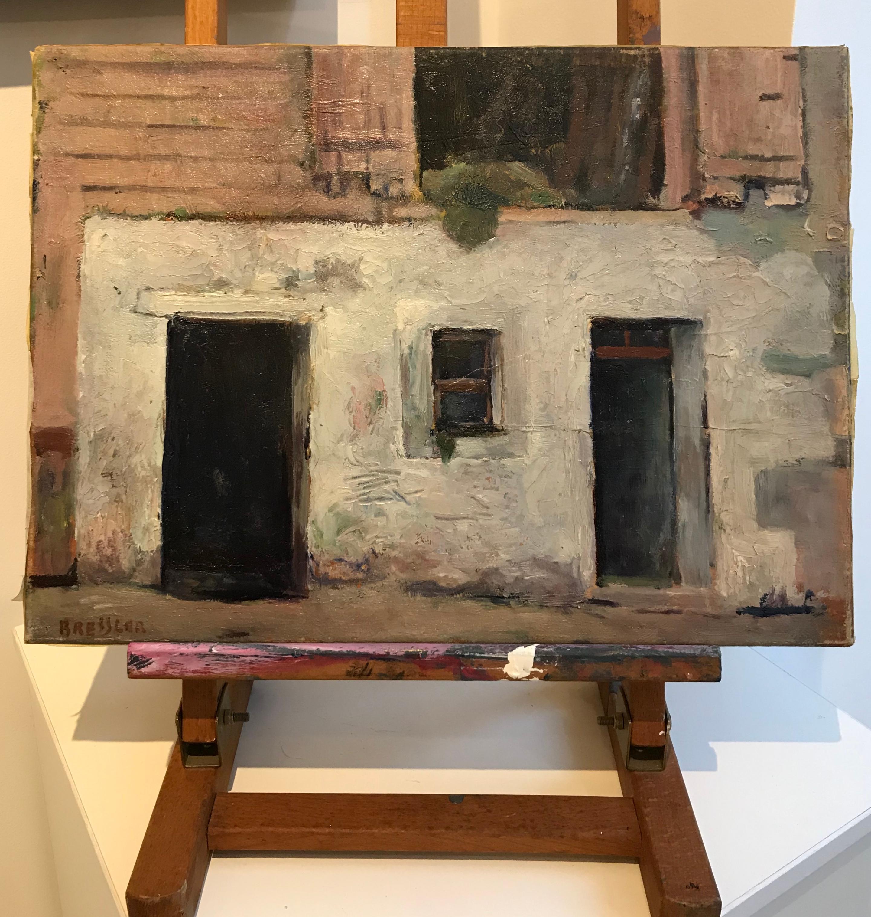 La granja en perspectiva de Emile Bressler - Óleo sobre lienzo 30x41 cm en venta 1