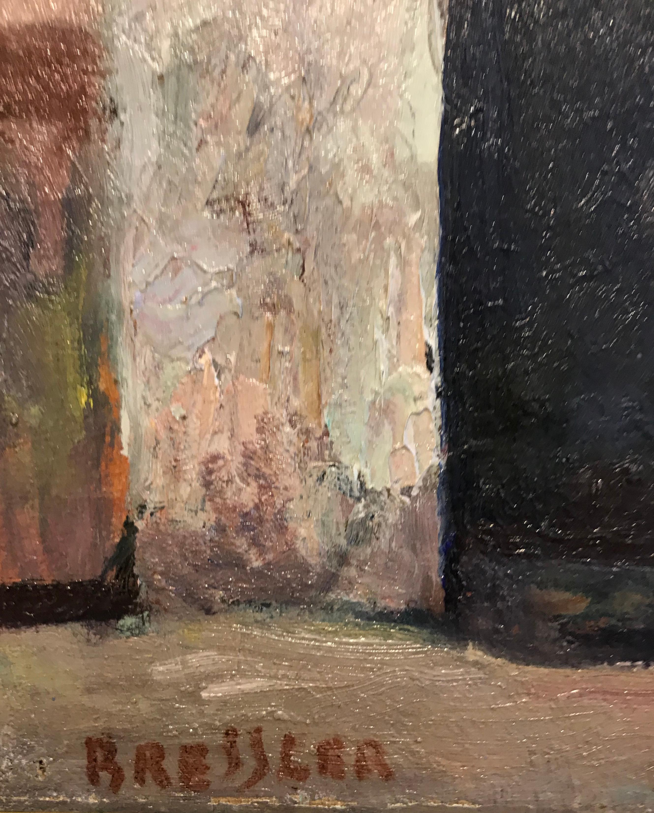La granja en perspectiva de Emile Bressler - Óleo sobre lienzo 30x41 cm en venta 2