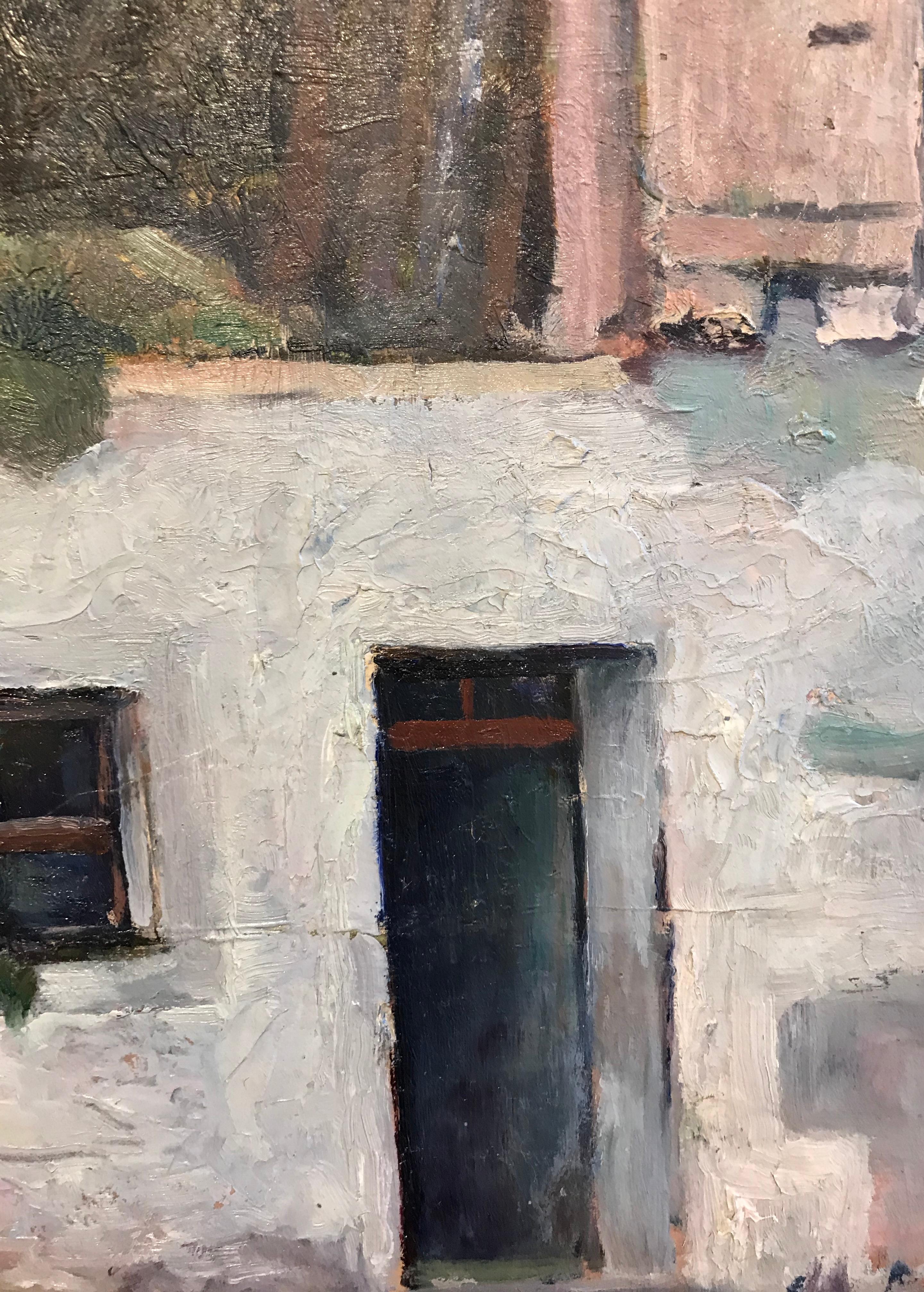 La granja en perspectiva de Emile Bressler - Óleo sobre lienzo 30x41 cm en venta 4