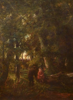 In the Barbizon Forest, Emile Breton, France, Landscape, Barbizon School, 19th C