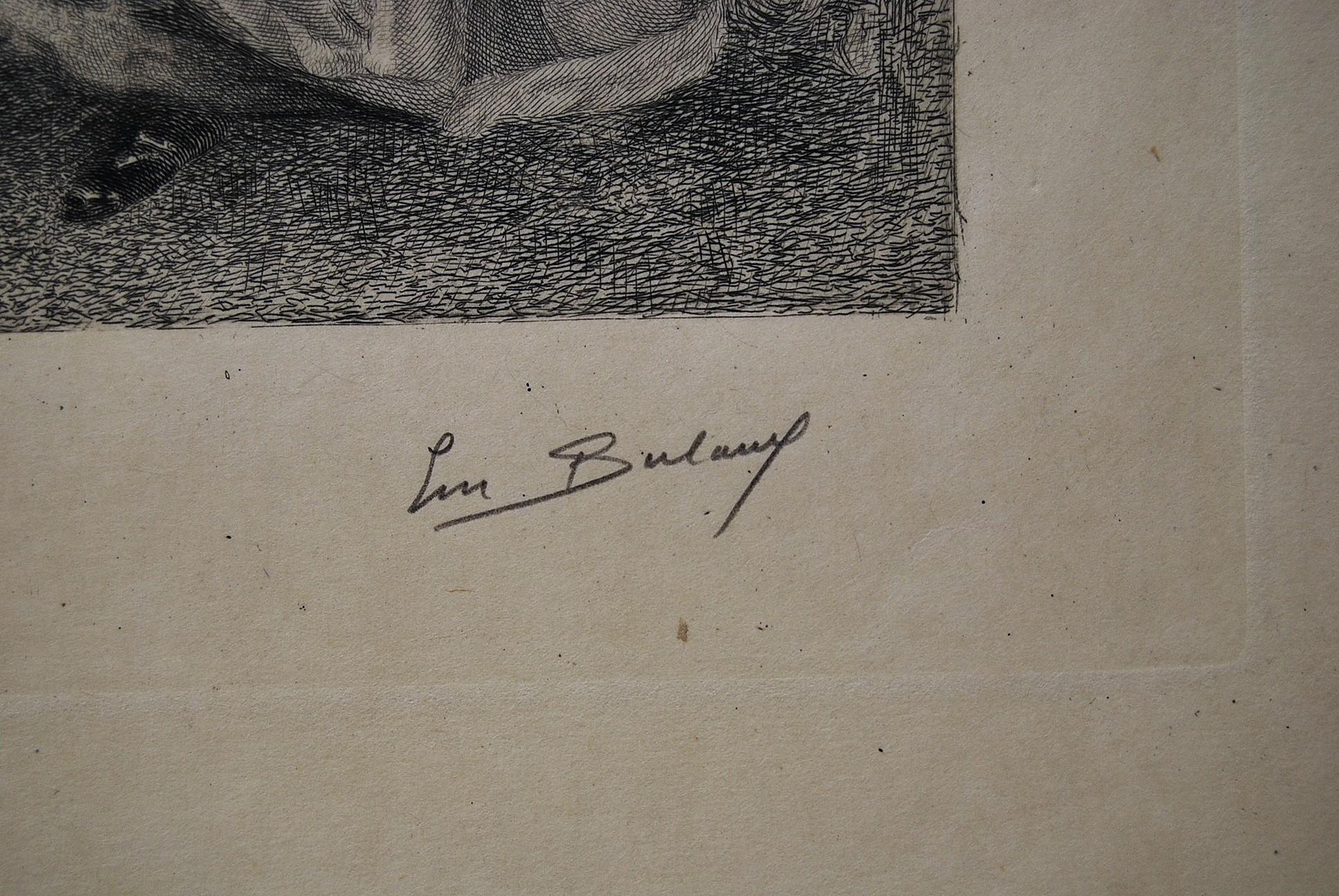 Emile Buland (1857-1938) Zwei romantische Kupferstiche von Frauen nach Antoine Calbet im Zustand „Gut“ im Angebot in Argenteuil, IDF