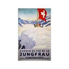 1928 Cartel original del ferrocarril de la Jungfrau, creado por Émile Cardinaux