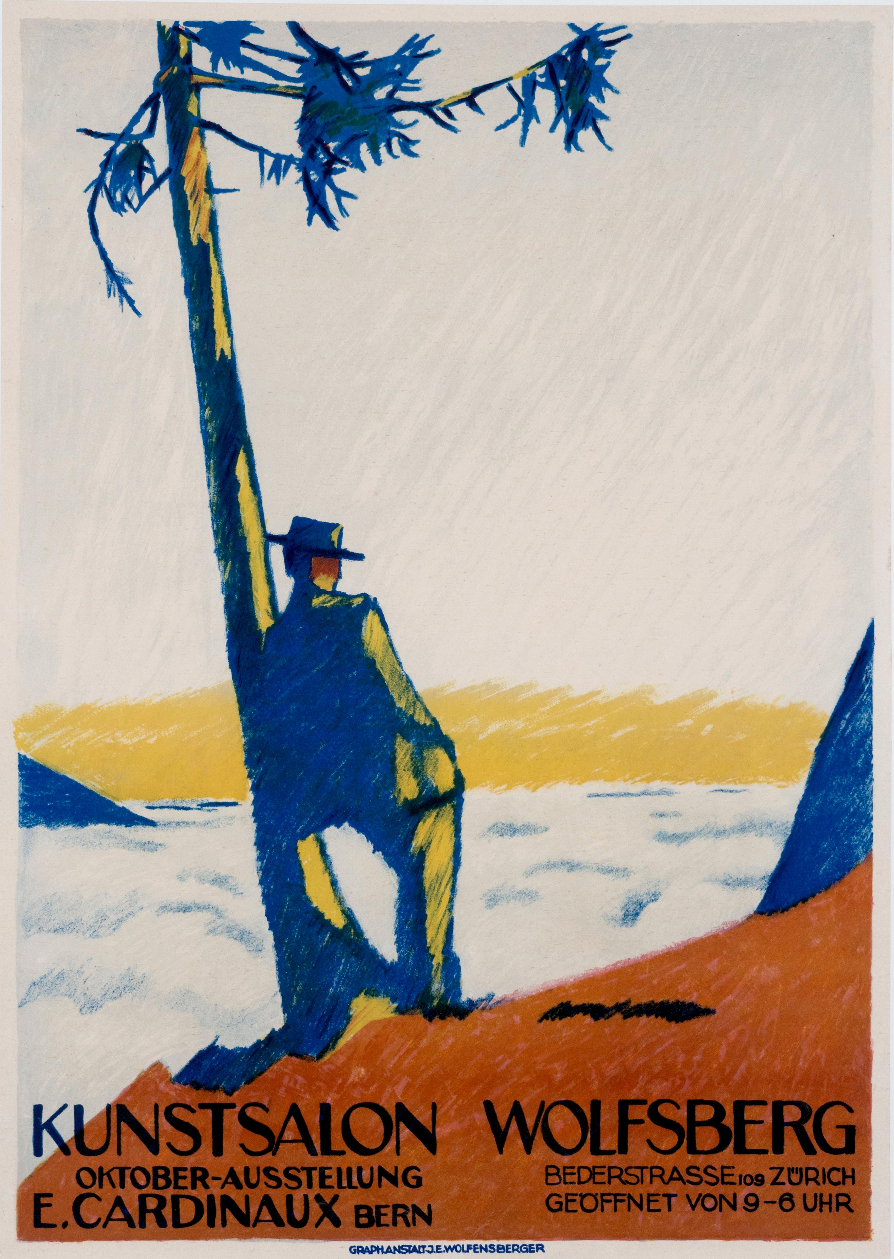 "Kunstsalon Wolfsberg" Original Vintage Art Exhibition Poster - Print by Emil Cardinaux