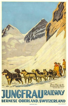 Affiche originale de 1913 de l'Oberland bernois des chemins de fer Jungfrau