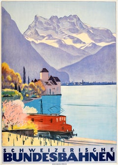 Original Vintage Poster Schweizerische Bundesbahnen Swiss Federal Railway Travel