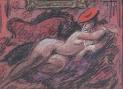 Mujer mentirosa con sombrero rojo