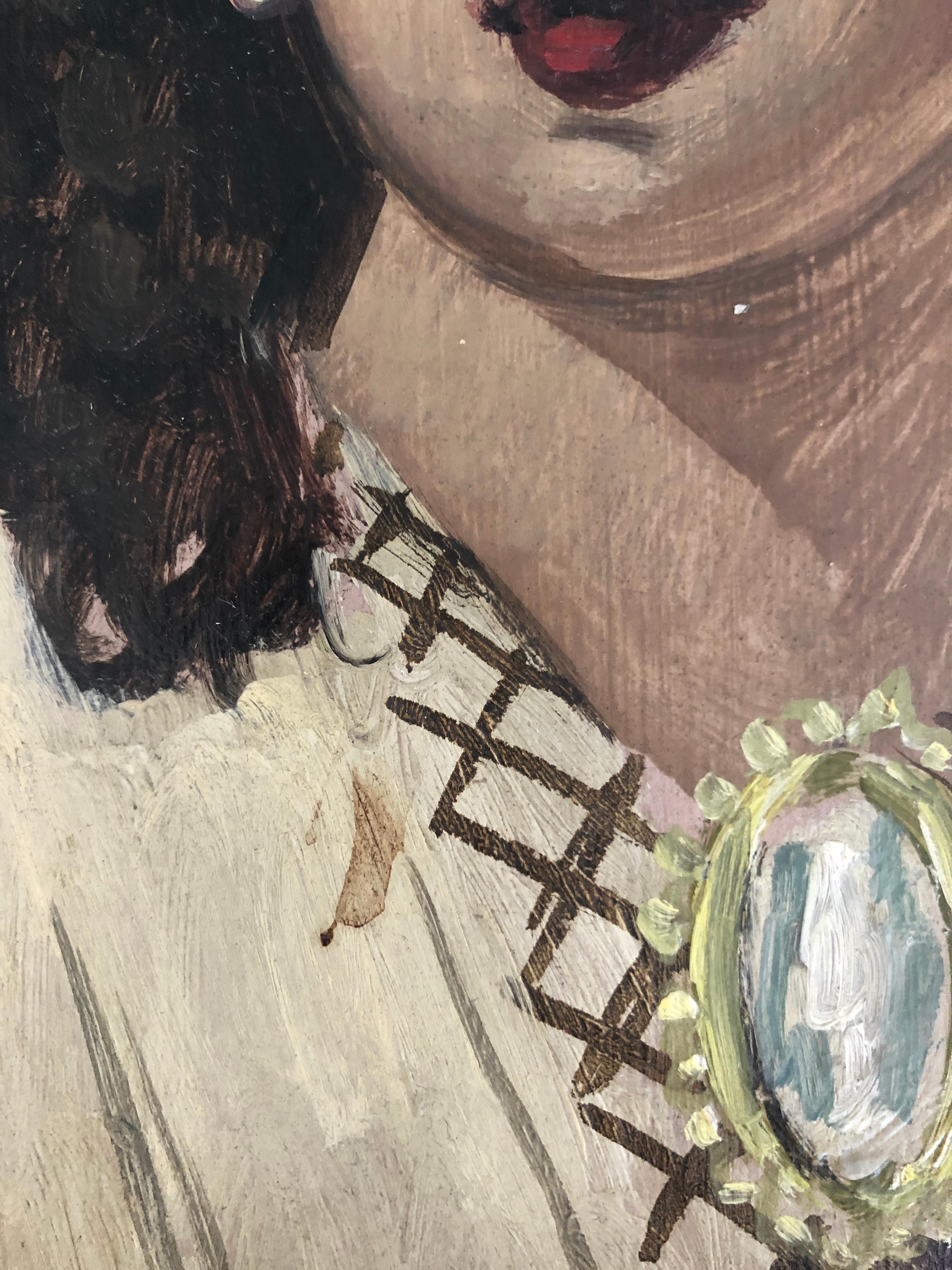 Die Dame mit der Kamee (Schwarz), Nude Painting, von Emile Chambon