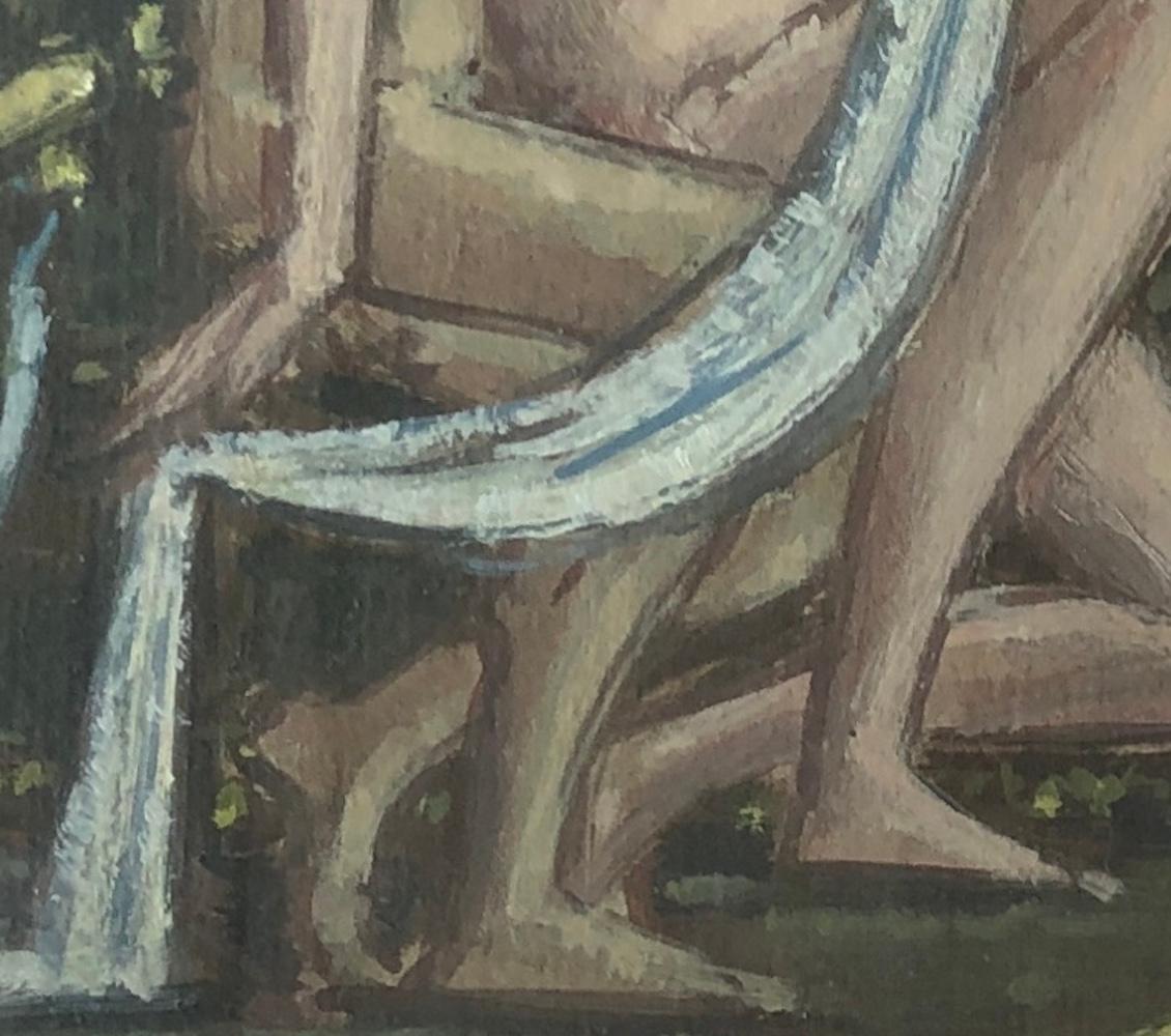 Vénus et amour - Gris Nude Painting par Emile Chambon