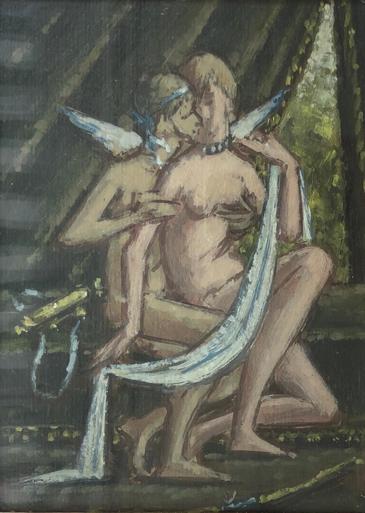 Nude Painting Emile Chambon - Vénus et amour