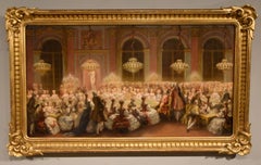 Oil Painting by Emile Charles Wattier "Louis XV at the Gaming Tables in Versaill